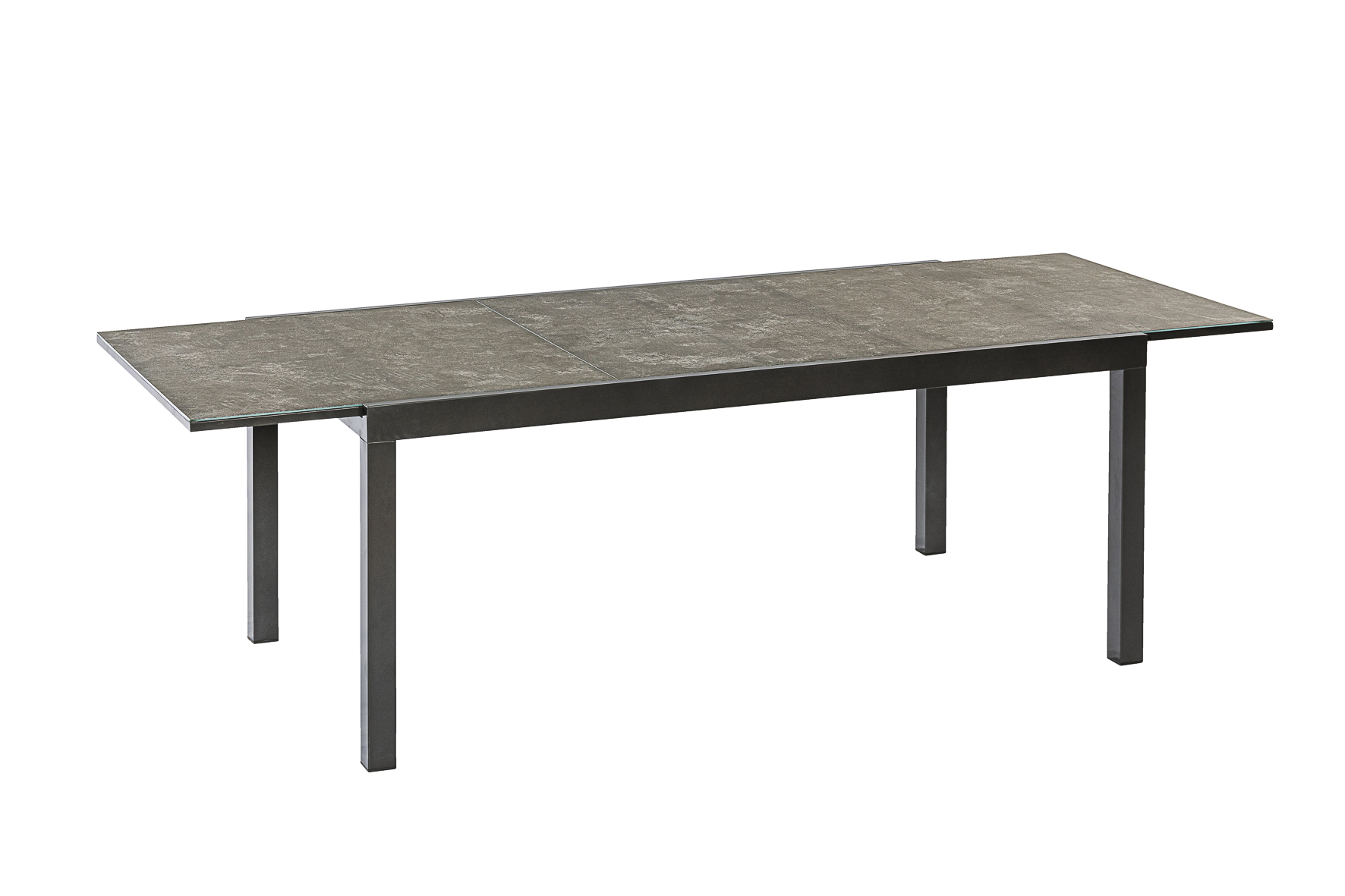 50880-309-7 Amalfi Set, 5 tlg., 4 Stapelsessel, Ausziehtisch 180/250 x 100 cm, grau