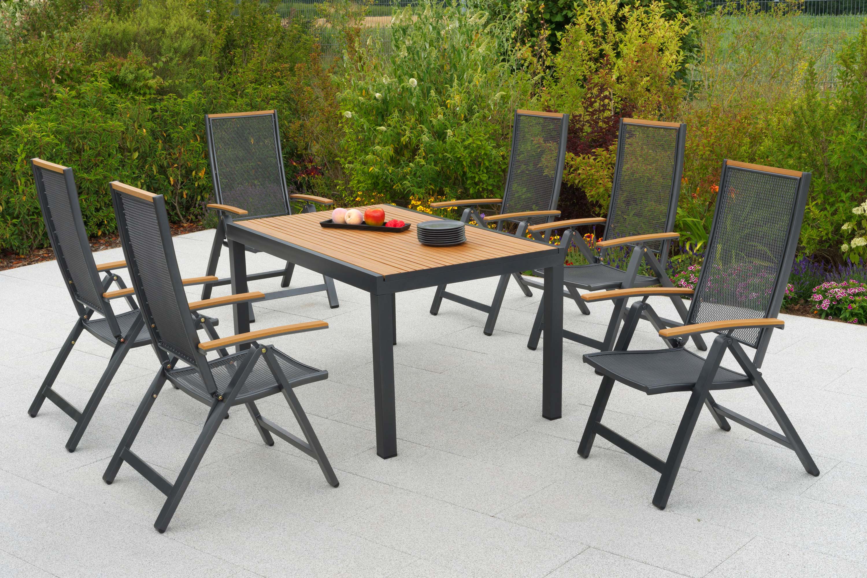 Itanos Set 7tlg. 6 Klappsessel, Tisch 150 x 90cm Itanos Set 7tlg. 6 Klappsessel, Tisch 150 x 90cm