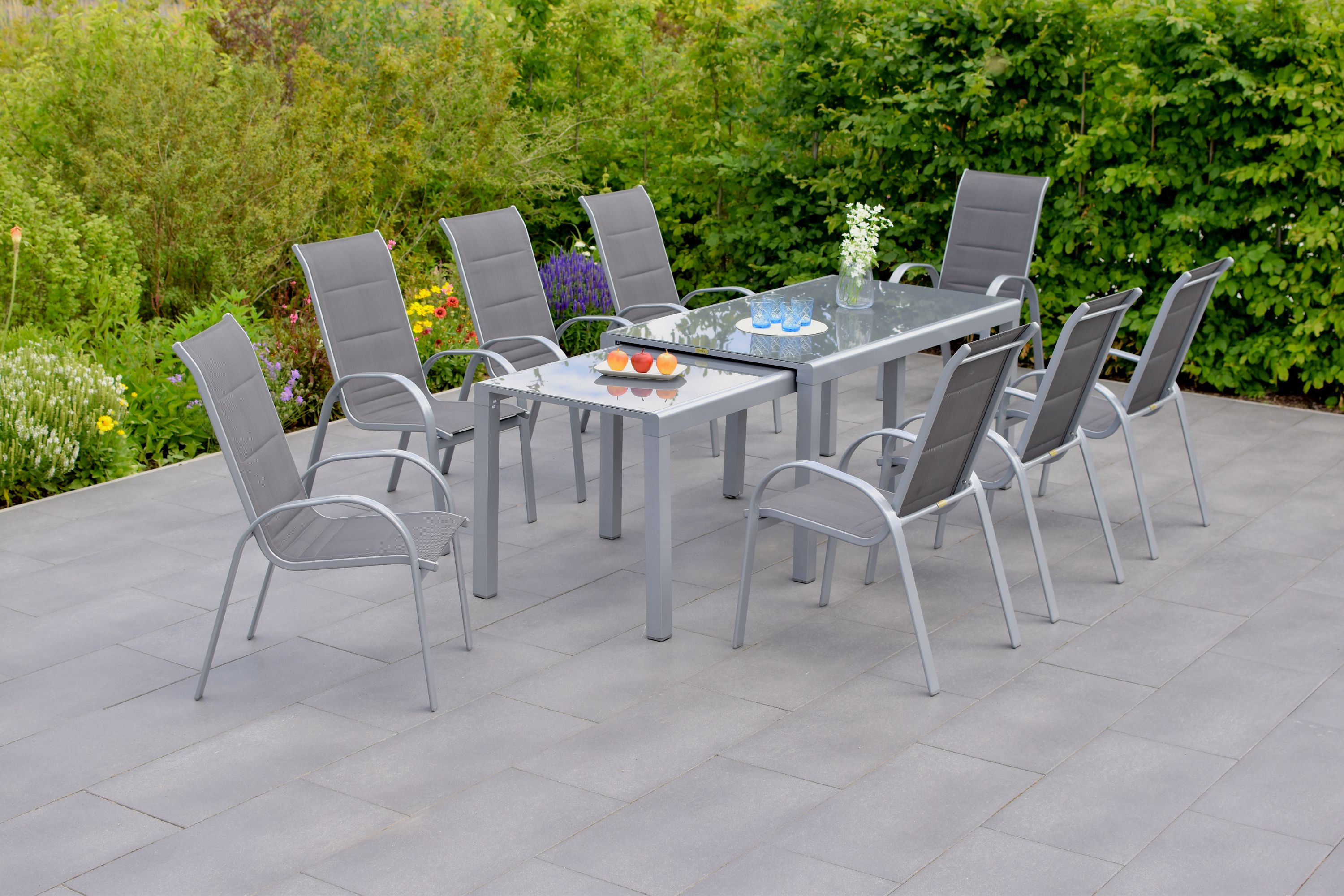 Amalfi-di-lusso-Set-9tlg-8x-26290-307-26500-219-MX-HD-1 Amalfi di lusso Set, 9 tlg., Ausziehtisch 160/320 x 78/75 cm