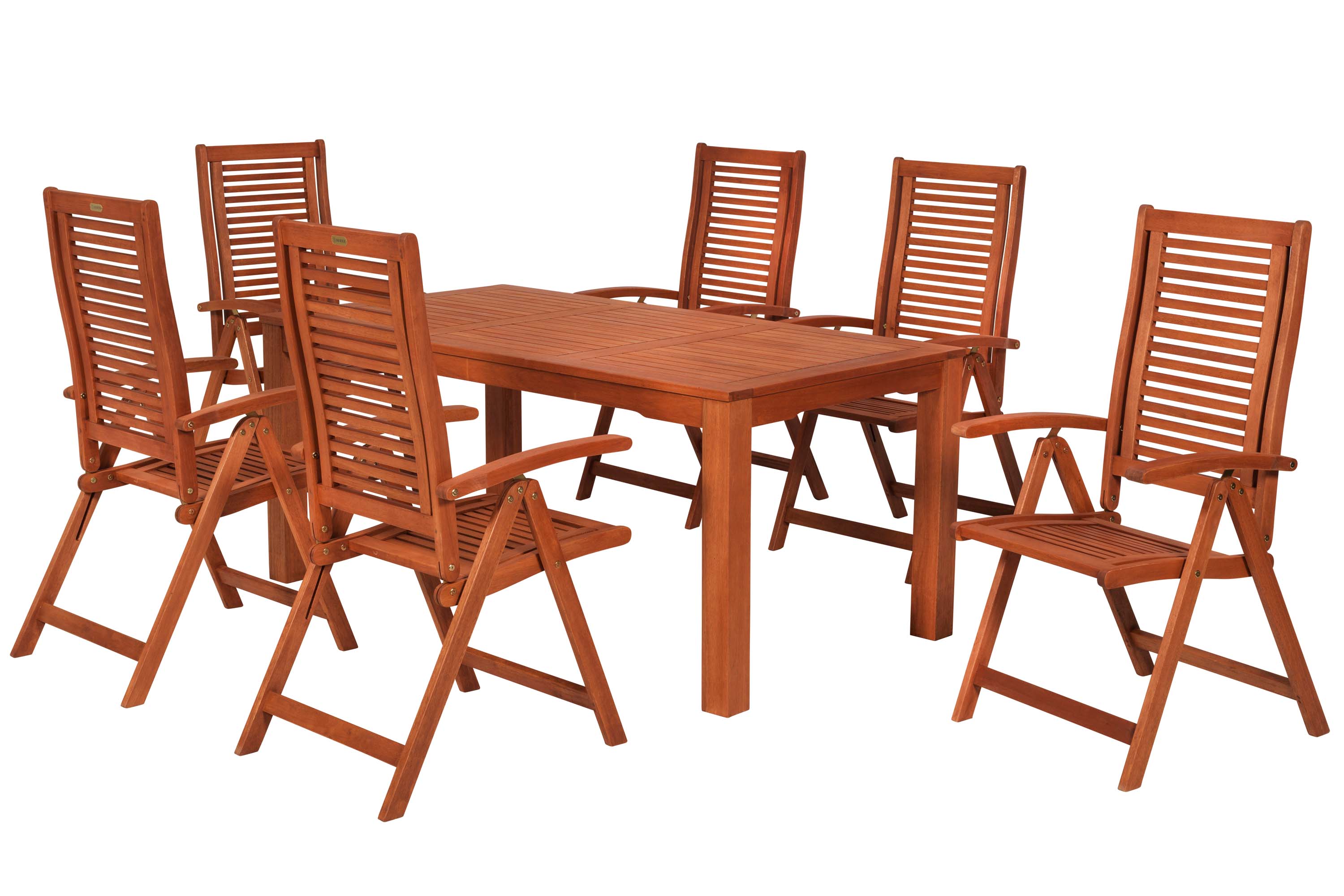 Cordoba Set 7tlg., 6 Klappsessel, Tisch 170 x 90 cm