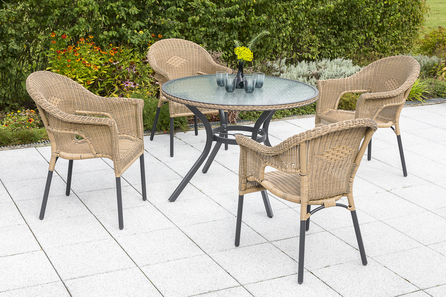 Ravenna Set, 5tlg., Tisch Ø 100 cm, natur Ravenna Set, 5tlg., Tisch Ø 100 cm, natur