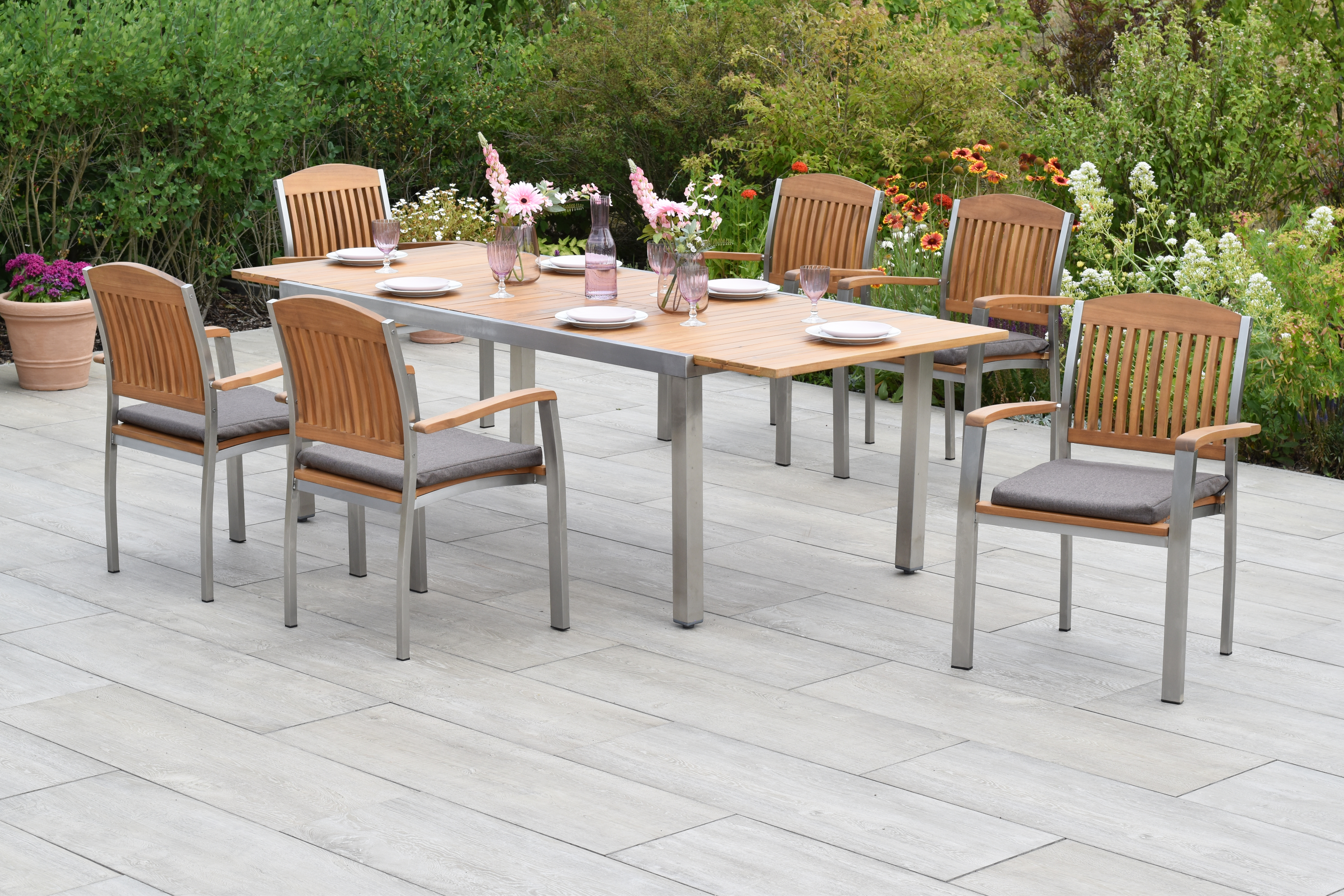 50854-602-2 Keros Set, 13tlg., Ausziehtisch 180/240 x 100 cm, inkl. Kissen