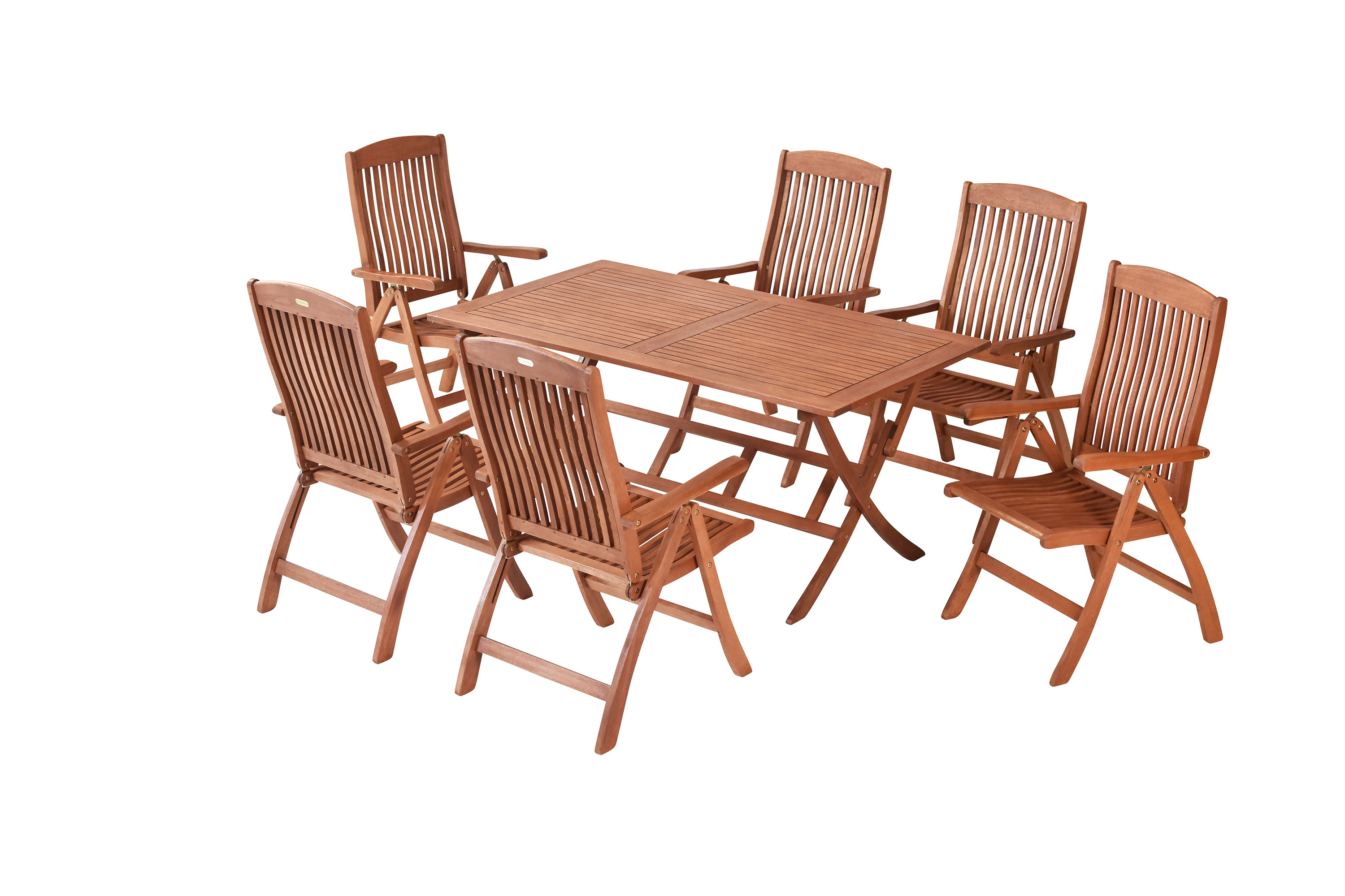 Maracaibo Set 7tlg., 6 Klappsessel, Klapptisch 160 x 90 cm