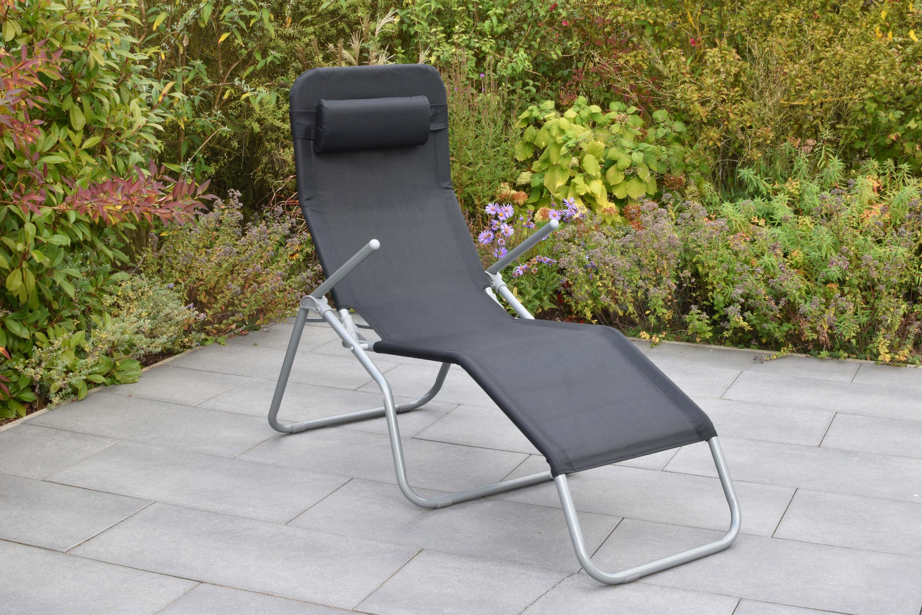 Wellnessliege XXL inkl. Kopfkissen, schwarz