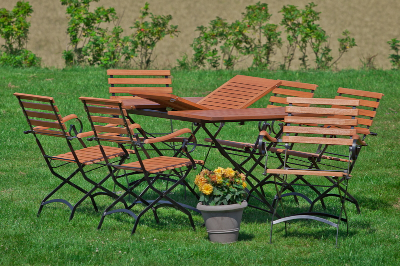 Schlossgarten-Set-7tlg-6x-24241-217-24247-217-BJ-1 Schlossgarten Set, 7tlg., Klappausziehtisch 100/150 x 90 cm