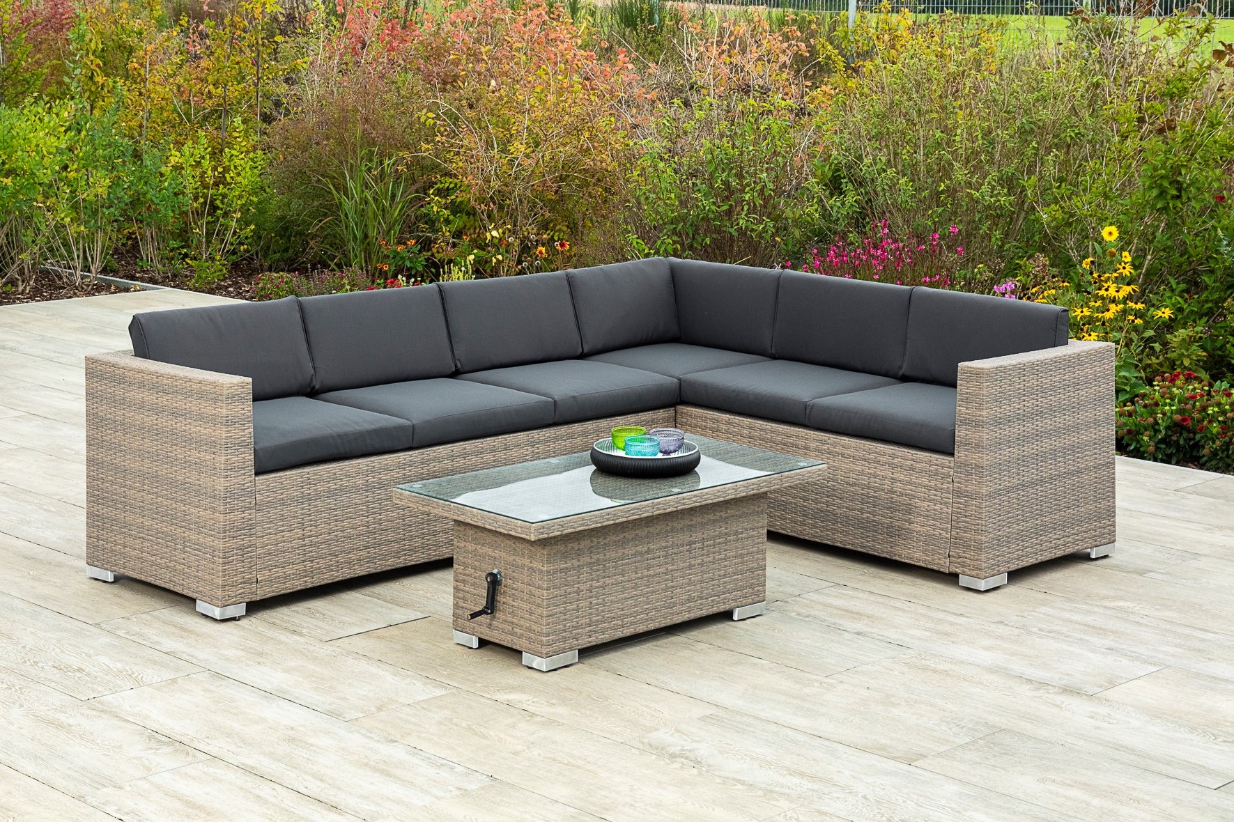 28275-275-1 Bellante Eckset, Tisch 120 x 60 cm, inkl. Kissen