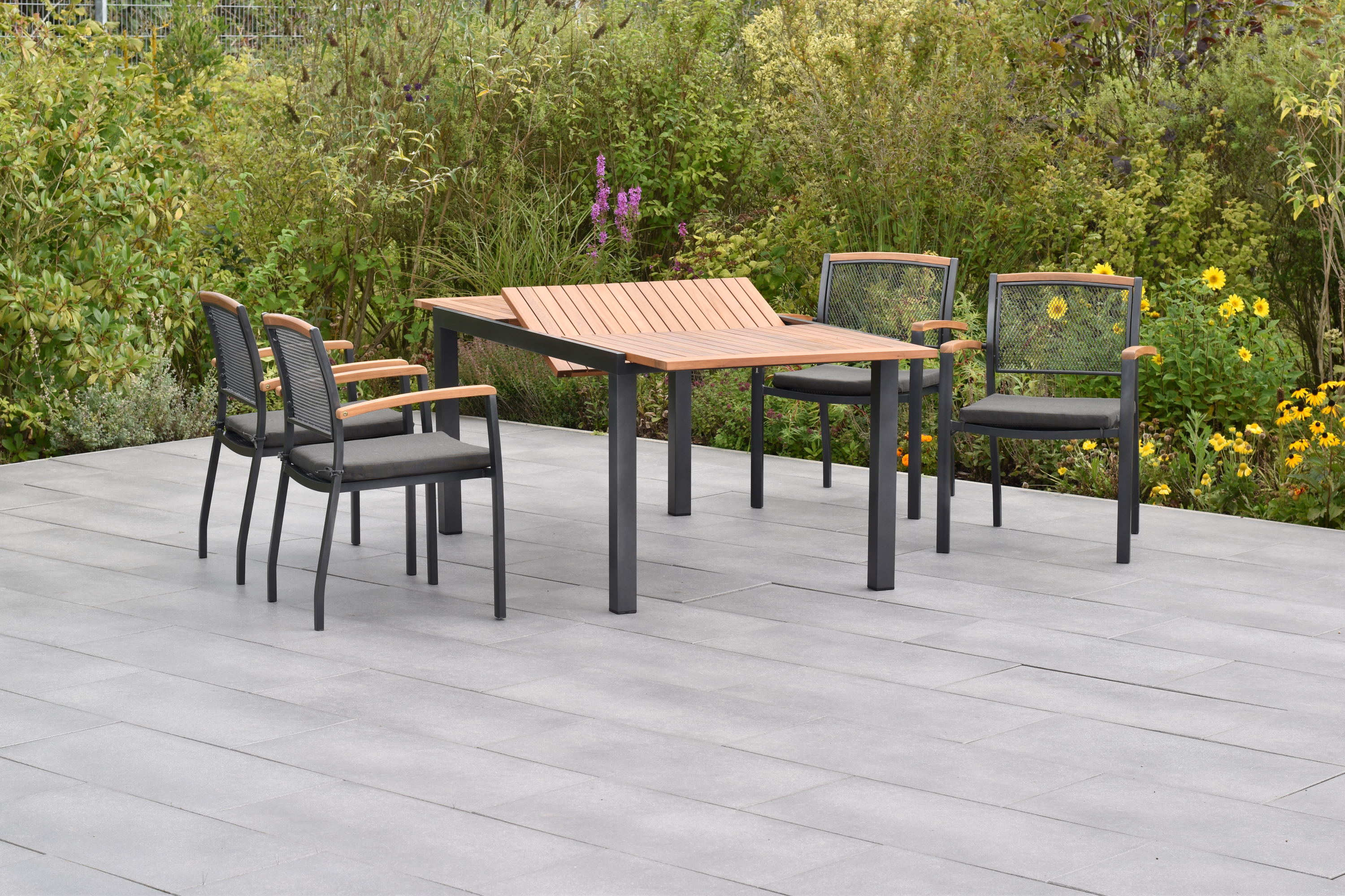 50792-800-2 Tilos Set, 9tlg., Ausziehtisch 150/200 x 90 cm, inkl. Kissen