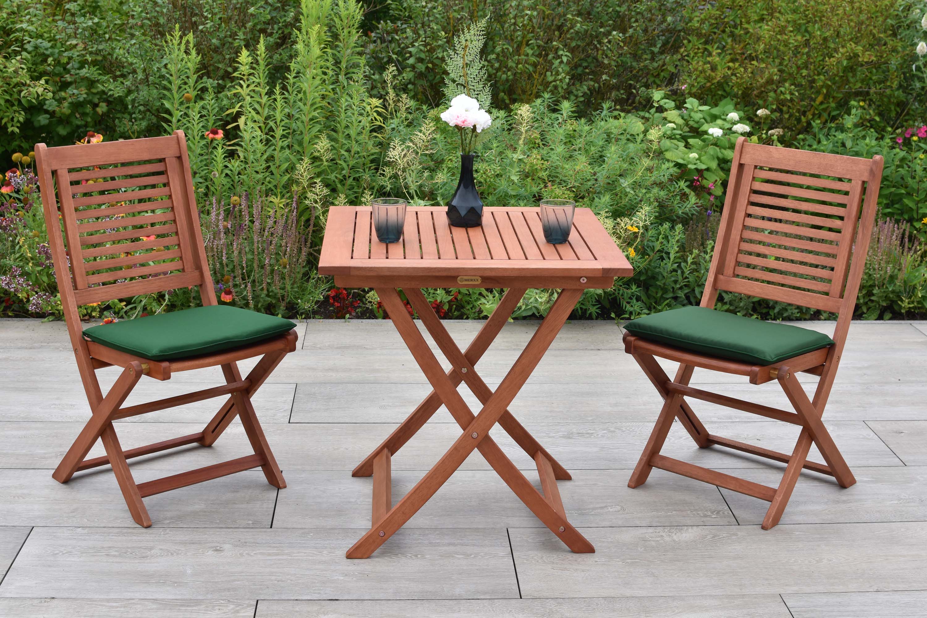 Cordoba Set 5tlg., 2 Klappstühle, Klapptisch 70 x 70 cm, inkl. Kissen