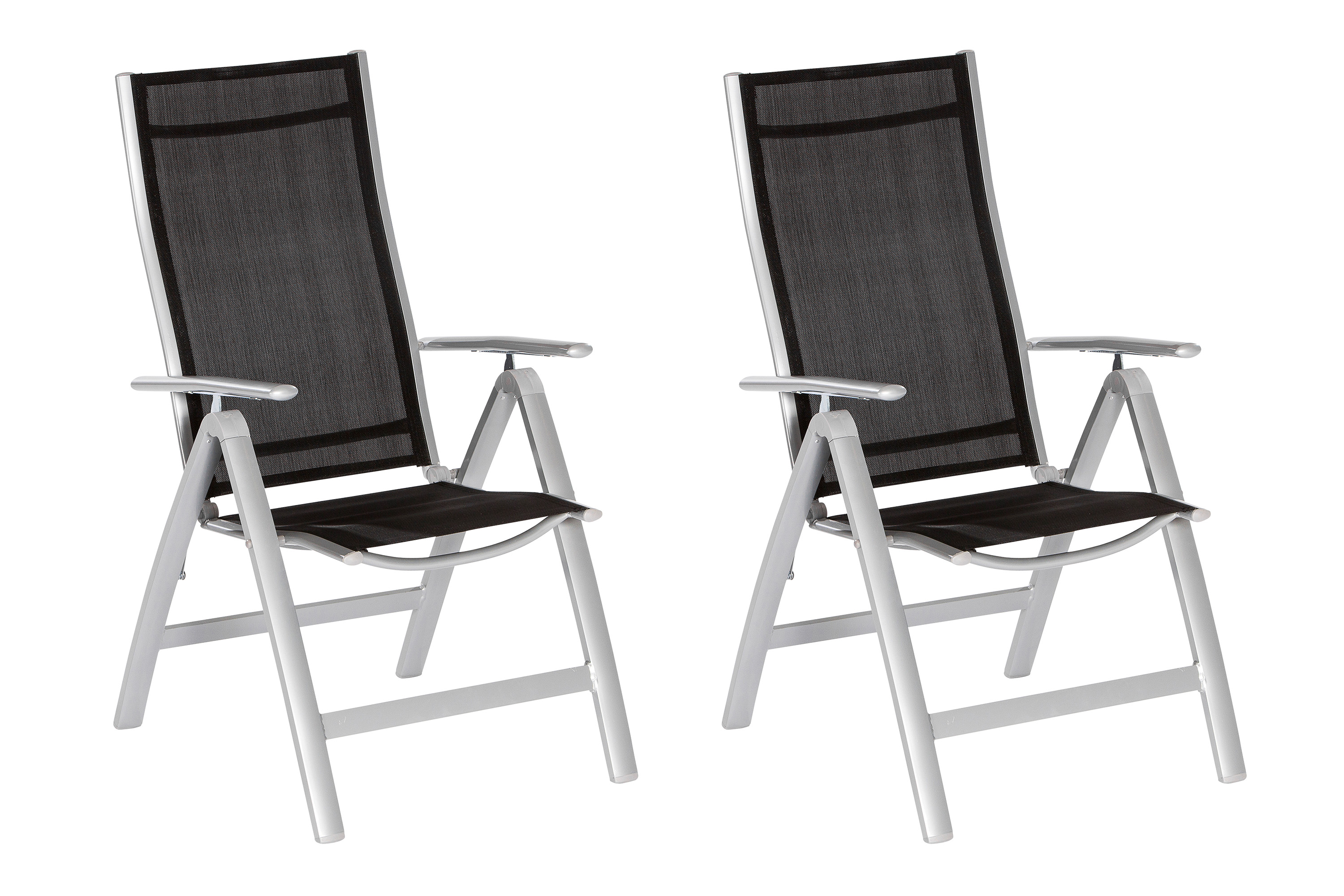 Carrara Klappsessel, 5 Pos., 2er Set, schwarz