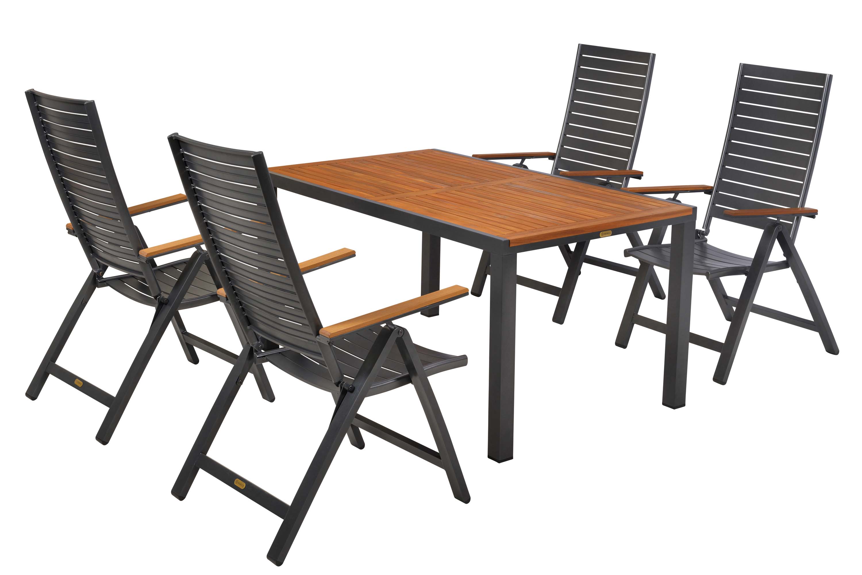 Astros Set 5tlg., 4 Klappsessel, Tisch 150 x 90 cm