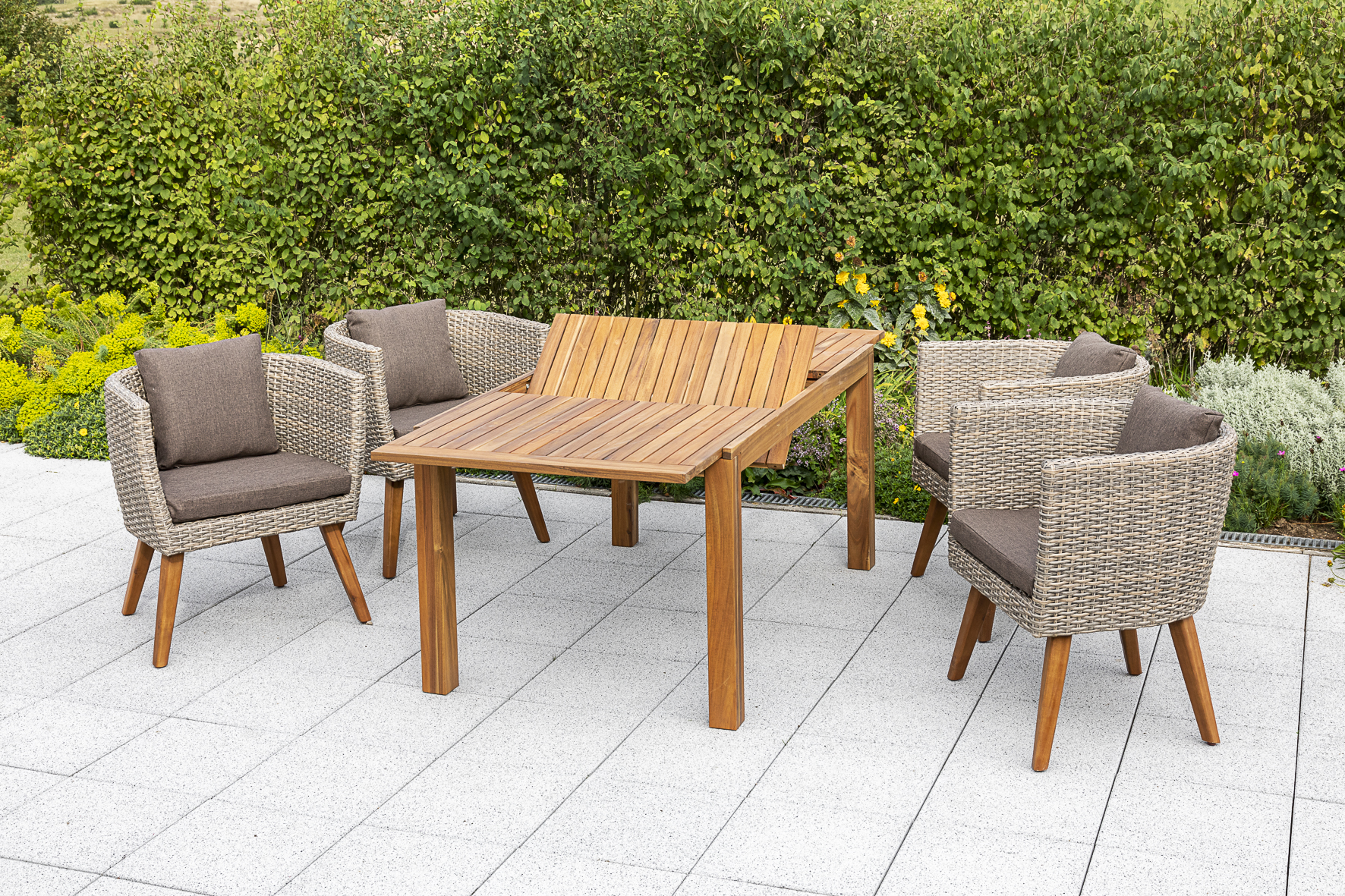 50427-255-1 Imperia Set, 5tlg., Ausziehtisch 150/200 x 90 cm, inkl. Kissen