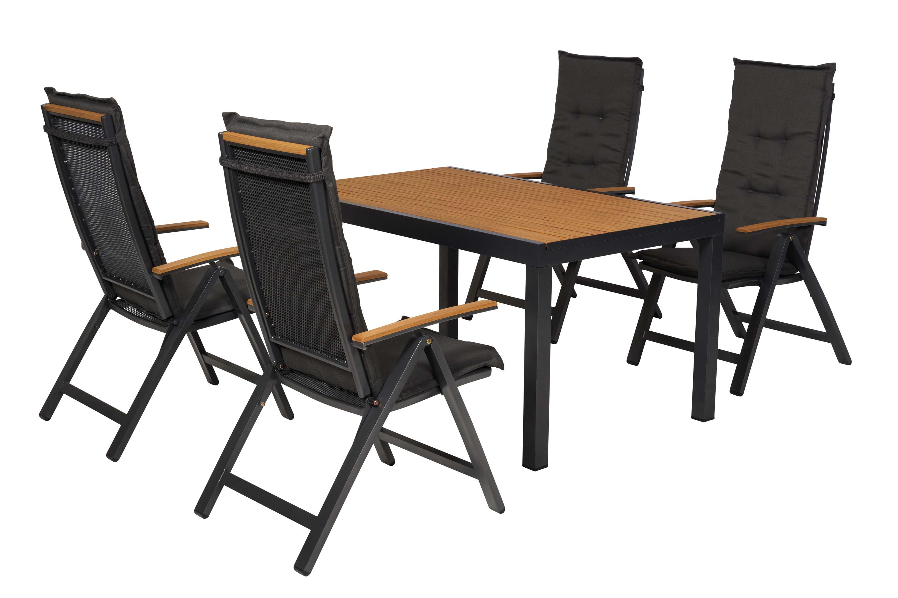 Itanos Set 9tlg., 4 Klappsessel, Tisch 150 x 90cm, inkl. Kissen Itanos Set 9tlg., 4 Klappsessel, Tisch 150 x 90cm, inkl. Kissen