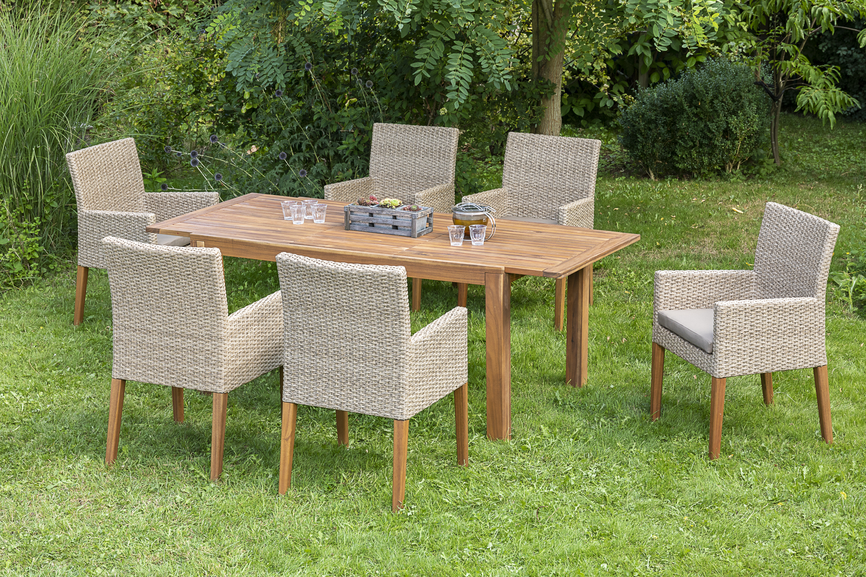 Ranzano Set, 7tlg., Ausziehtisch 150/200 x 90 cm, inkl. Kissen Ranzano Set, 7tlg., Ausziehtisch 150/200 x 90 cm, inkl. Kissen