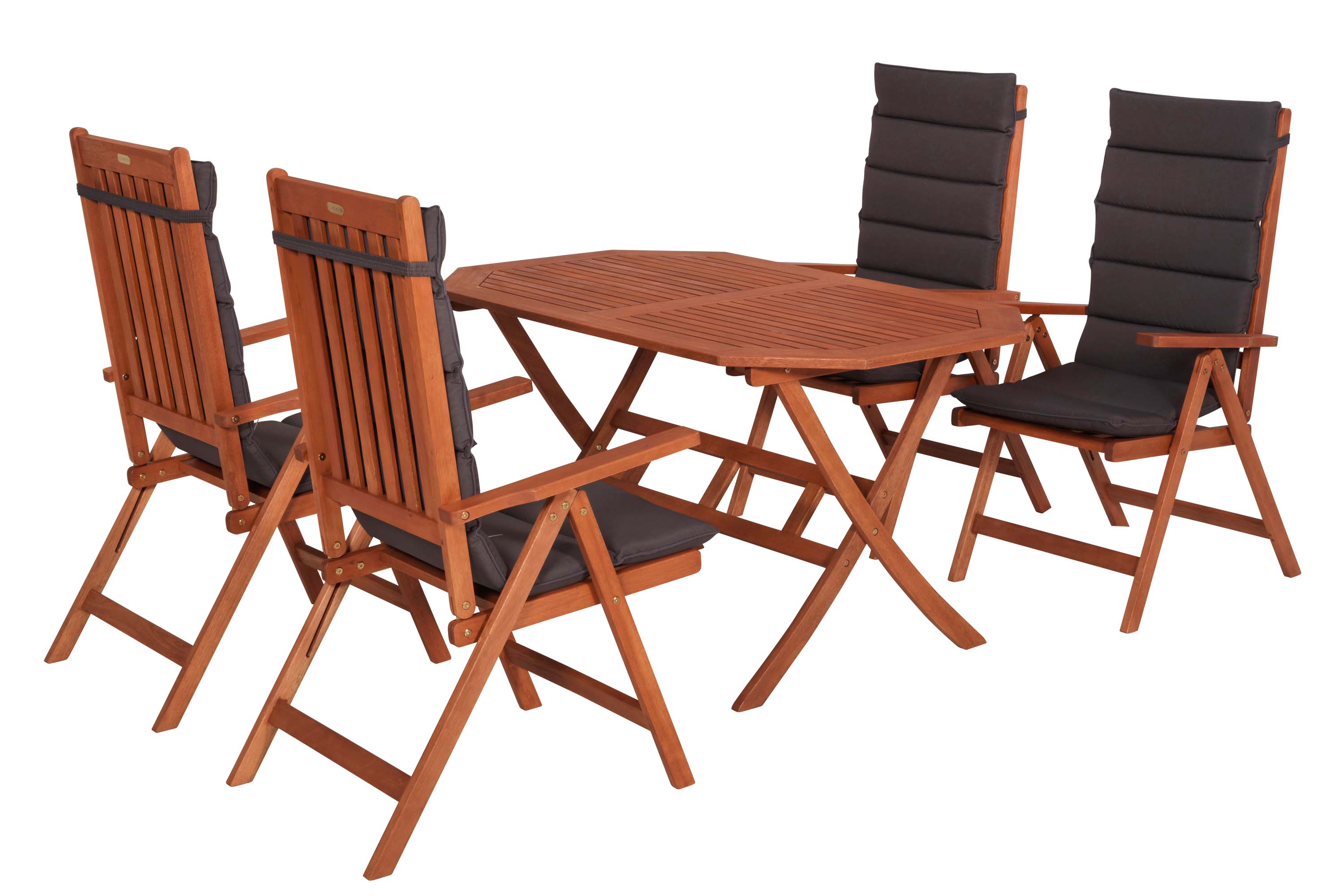 Vitoria Set 9tlg., 4 Klappsessel, Klapptisch 135 x 85 cm, inkl. Kissen