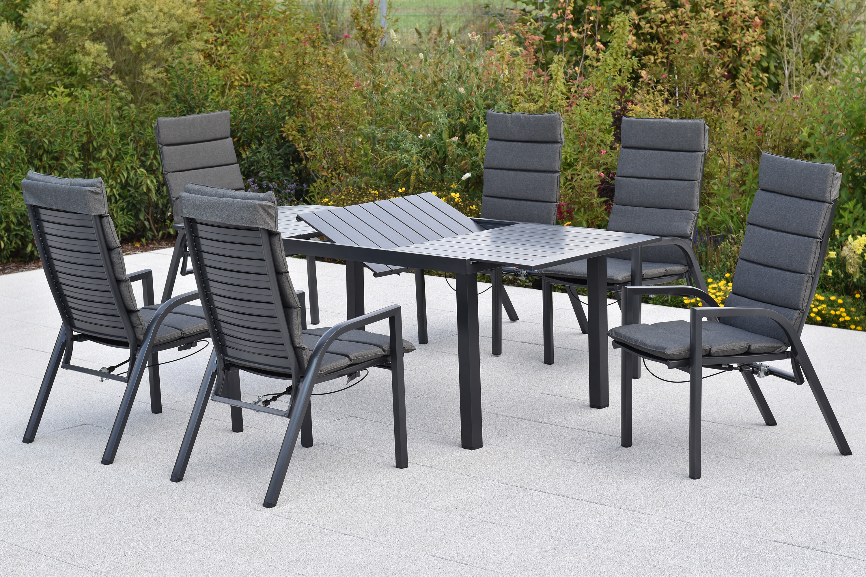 Siros Set, 13tlg., Ausziehtisch 150/200 x 90 cm, inkl. Kissen