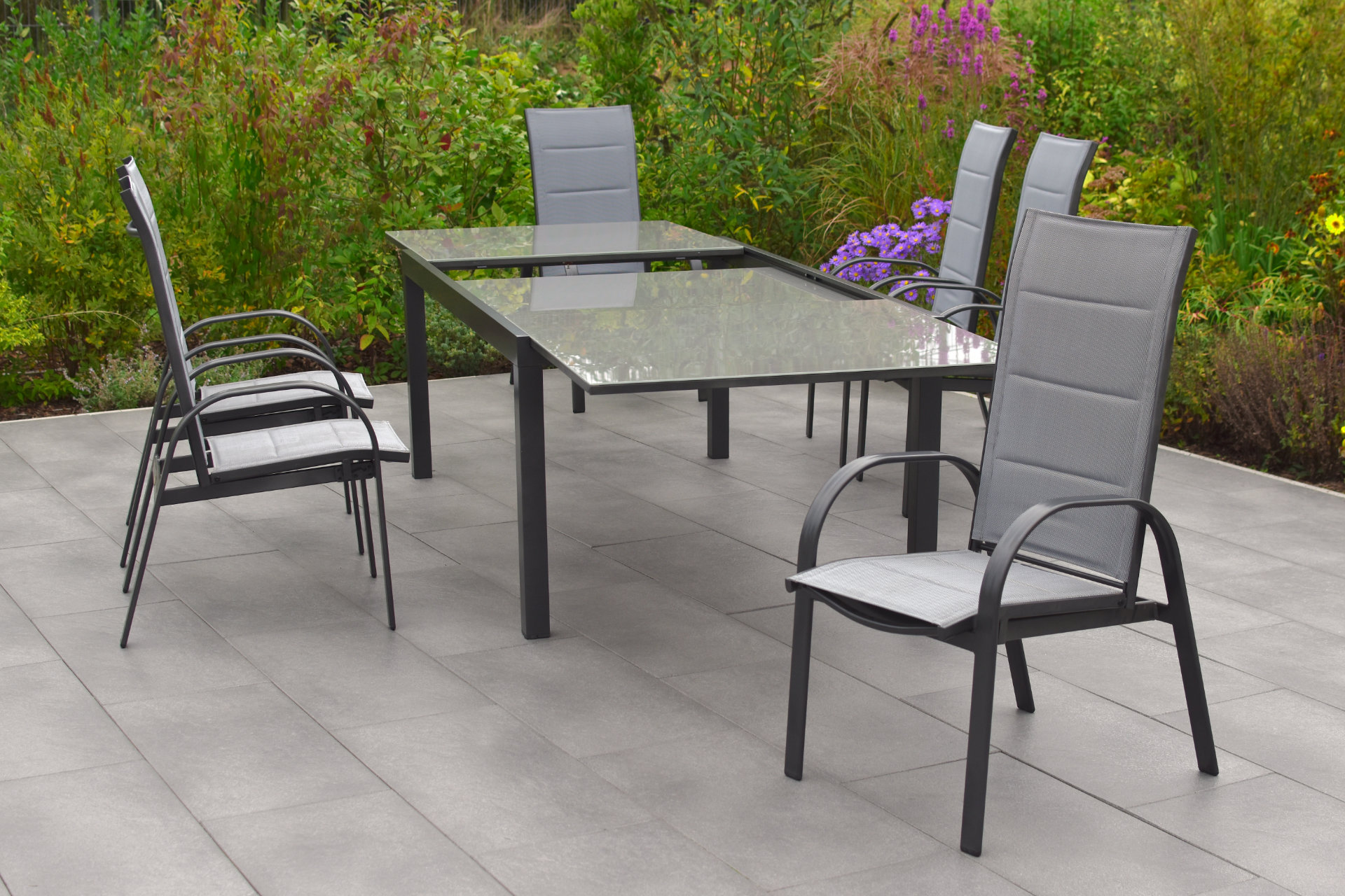 50253-309-3 Marini Set, 7tlg., 6 Sessel, Ausziehtisch 180/250 x 100 cm