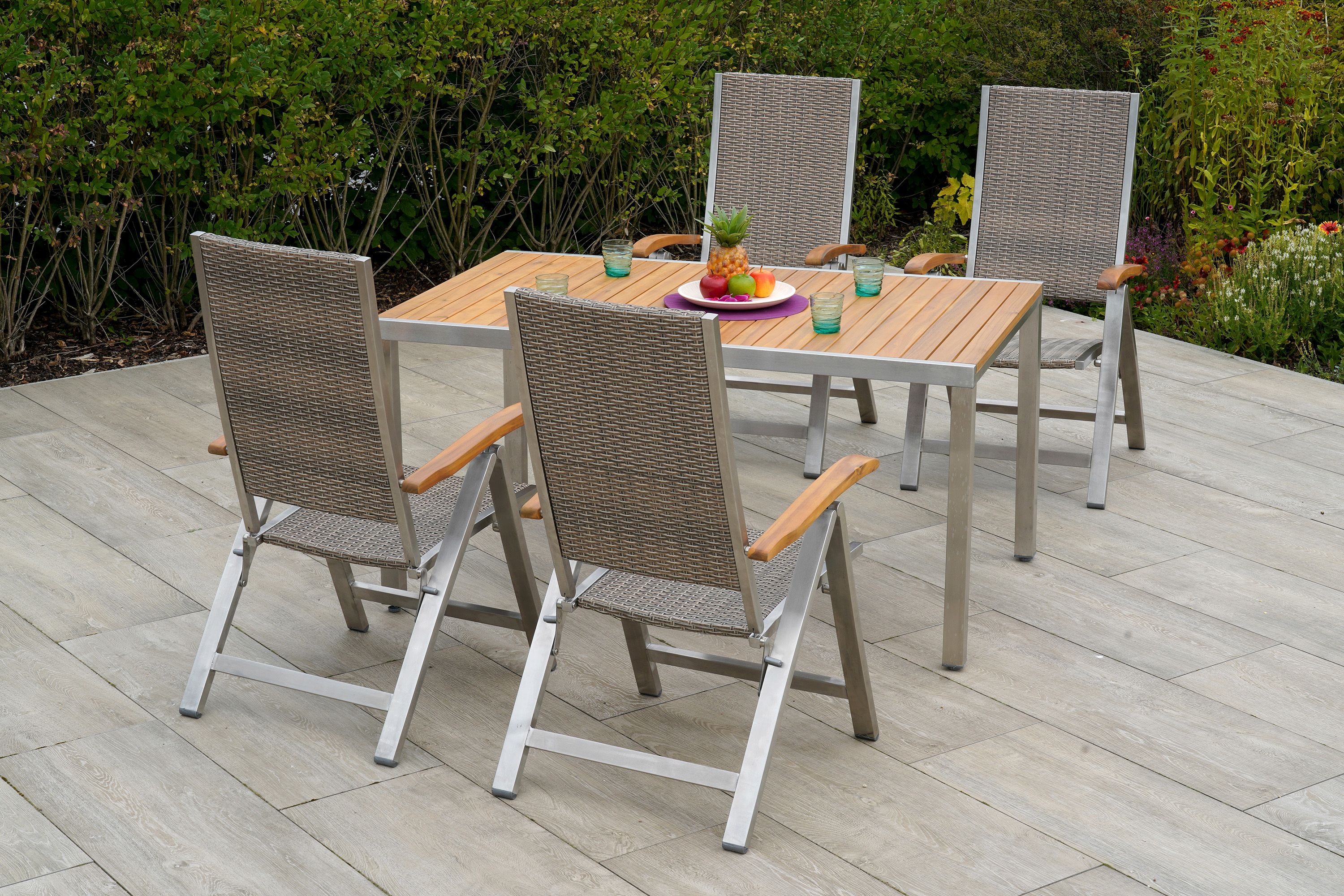 San Severo Set, 5tlg., 4 Klappsessel, Tisch 150 x 90 cm