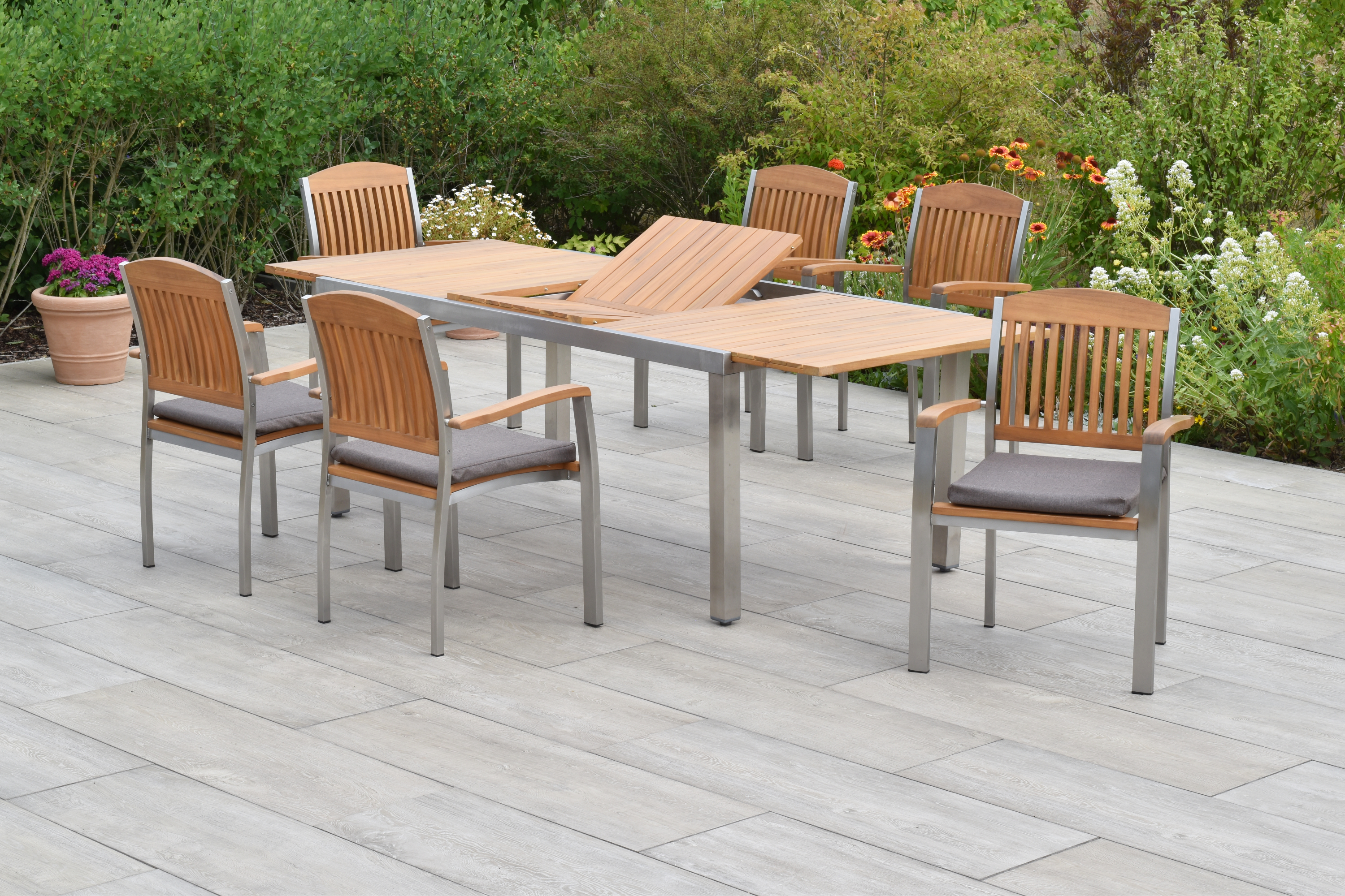 50854-602-3 Keros Set, 13tlg., Ausziehtisch 180/240 x 100 cm, inkl. Kissen