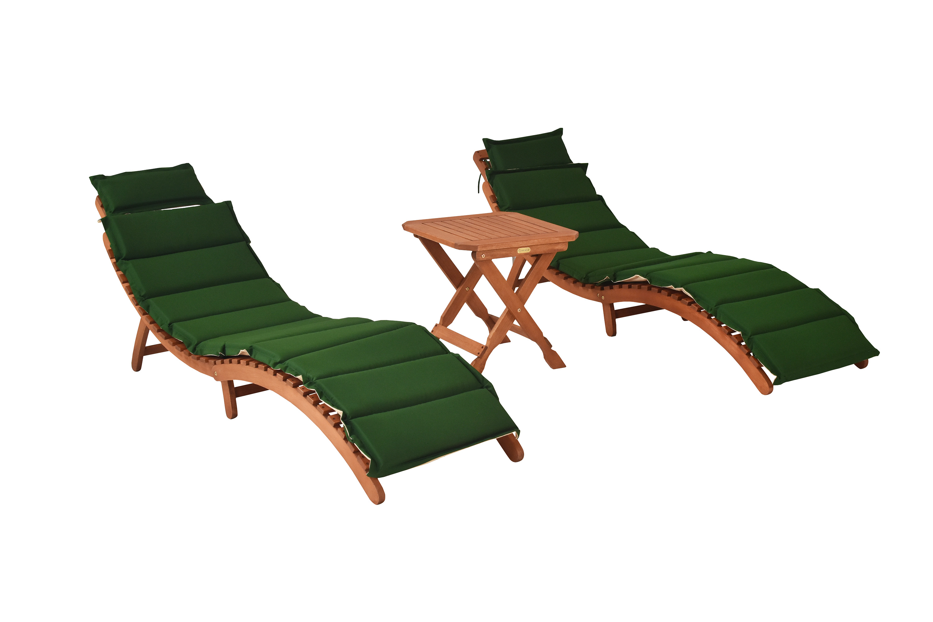 Ipanema Set 3tlg., 2 Liegen, Hocker 50 x 50 cm, inkl. Kissen, grün/beige