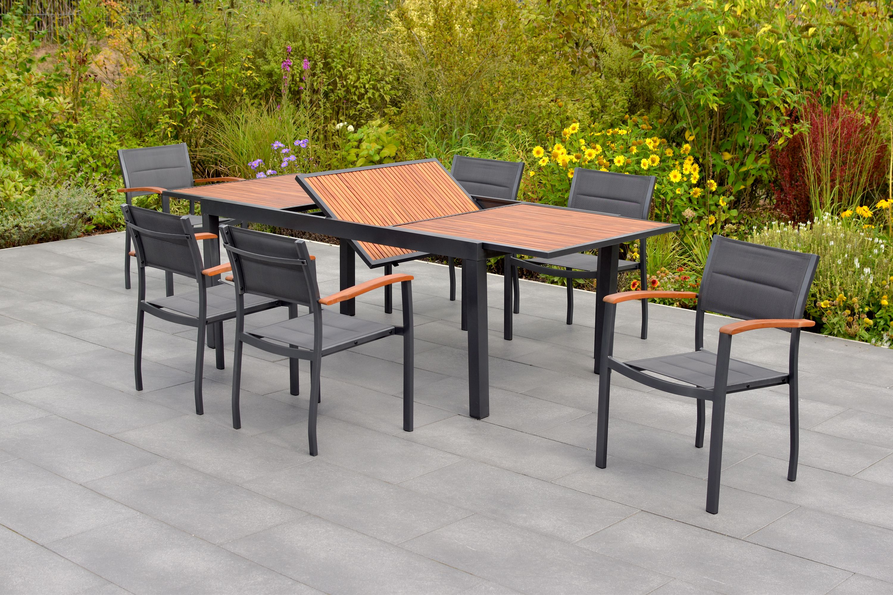 Paxos-Set-7tlg-6x-22010-307-22012-217-MX-HD-3 Paxos Set, 7tlg., 6 Stapelsessel, Ausziehtisch 180/240 x 100 cm, graphit