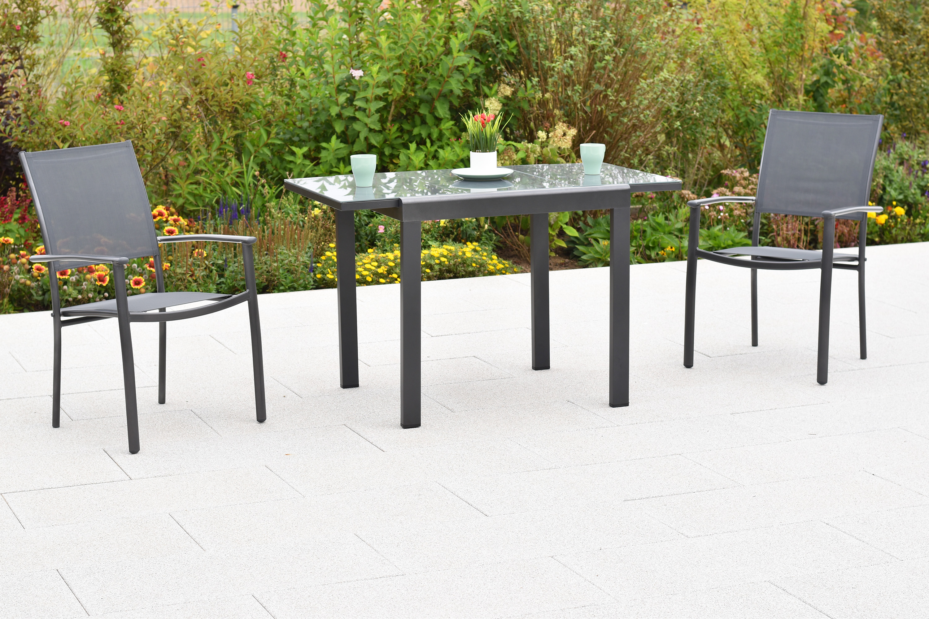Milano Set, 3tlg., Balkonausziehtisch 80/120 x 70 cm Milano Set, 3tlg., Balkonausziehtisch 80/120 x 70 cm