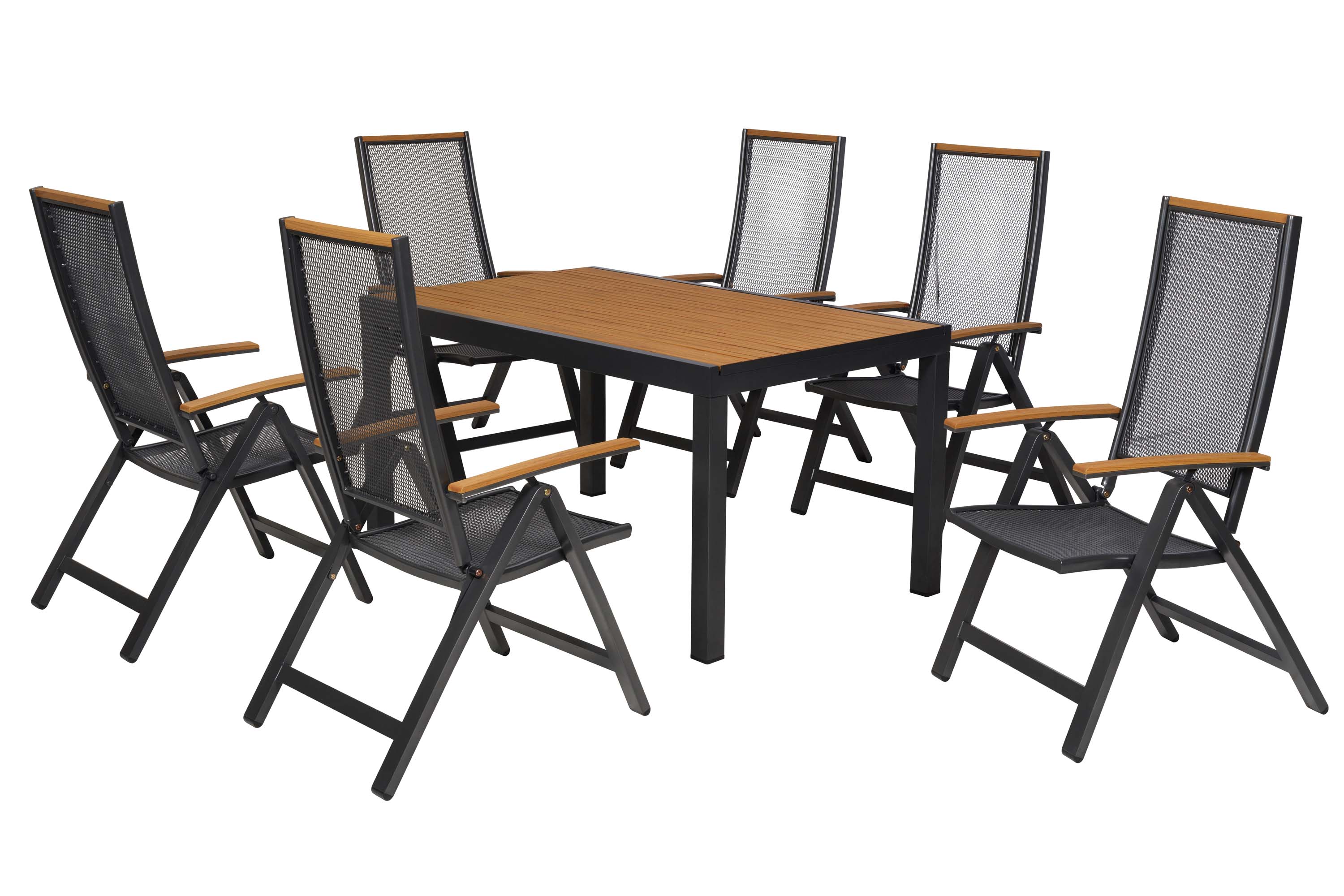 Itanos Set 7tlg. 6 Klappsessel, Tisch 150 x 90cm Itanos Set 7tlg. 6 Klappsessel, Tisch 150 x 90cm