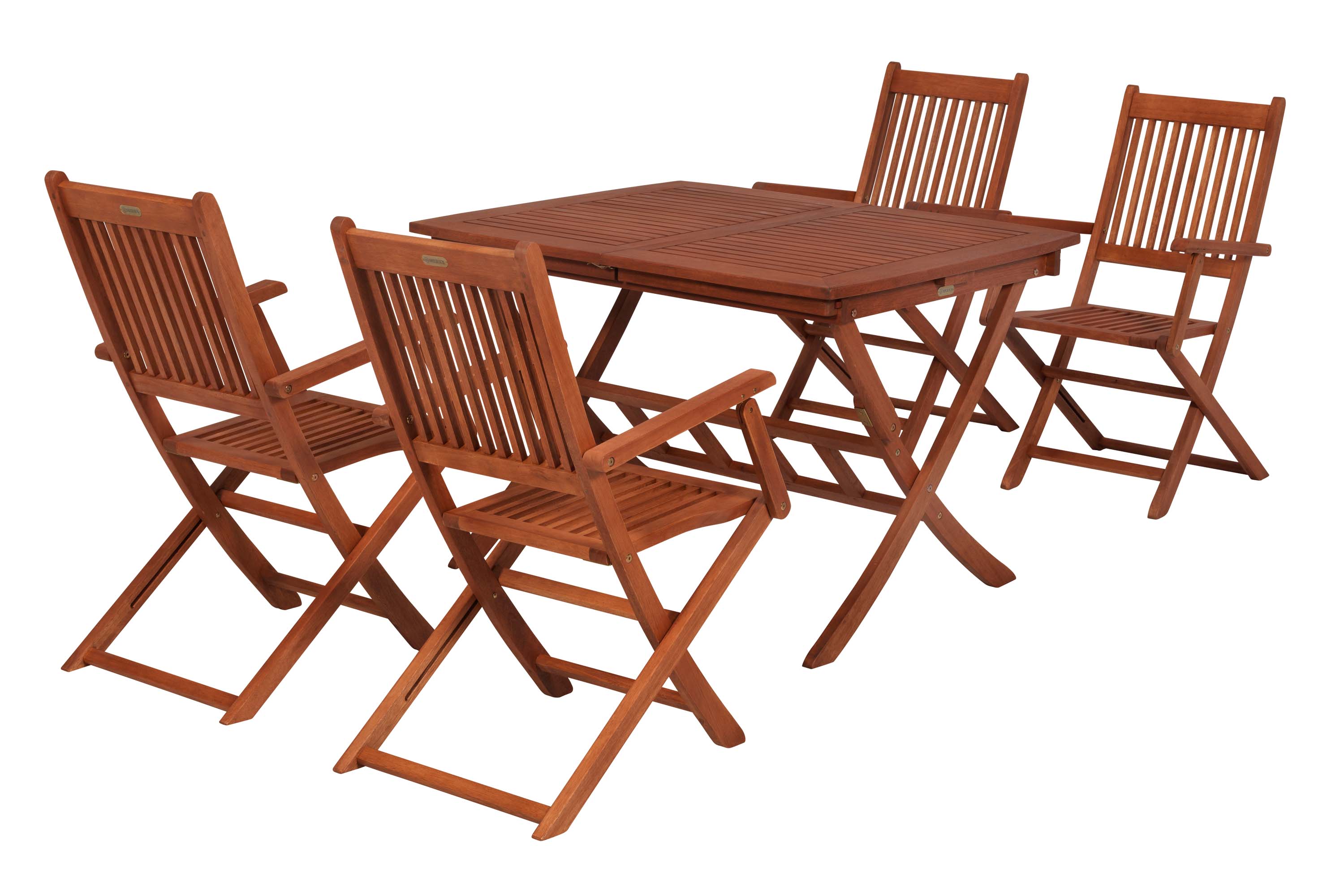 Rio Set 5tlg., 4 Klappsessel, Klappausziehtisch 110/160 x 90 cm