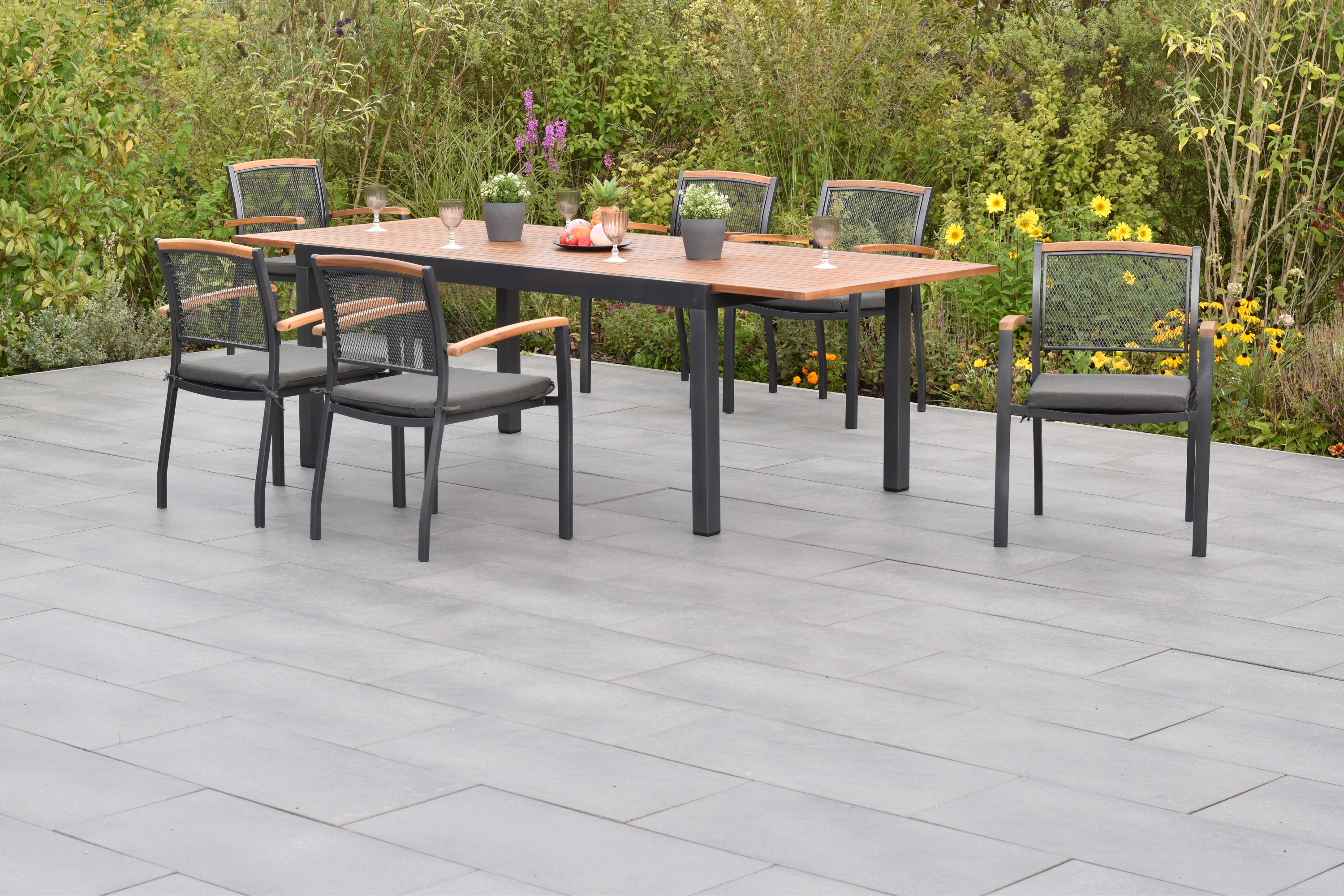 50797-800-2 Tilos Set, 13tlg., Ausziehtisch 180/250 x 100 cm, inkl. Kissen
