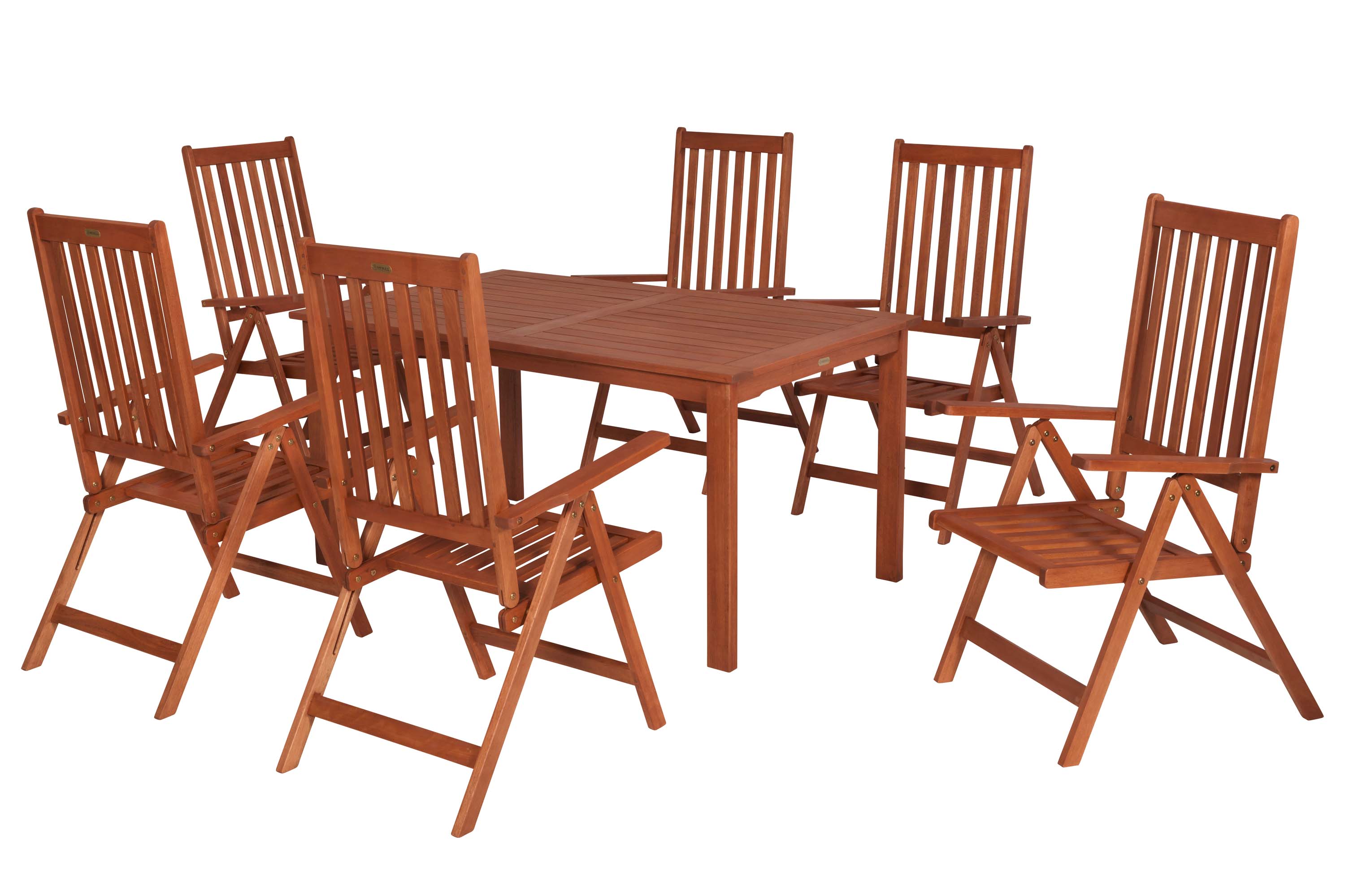 Vitoria Set 7tlg., 6 Klappsessel, Tisch 150 x 90 cm