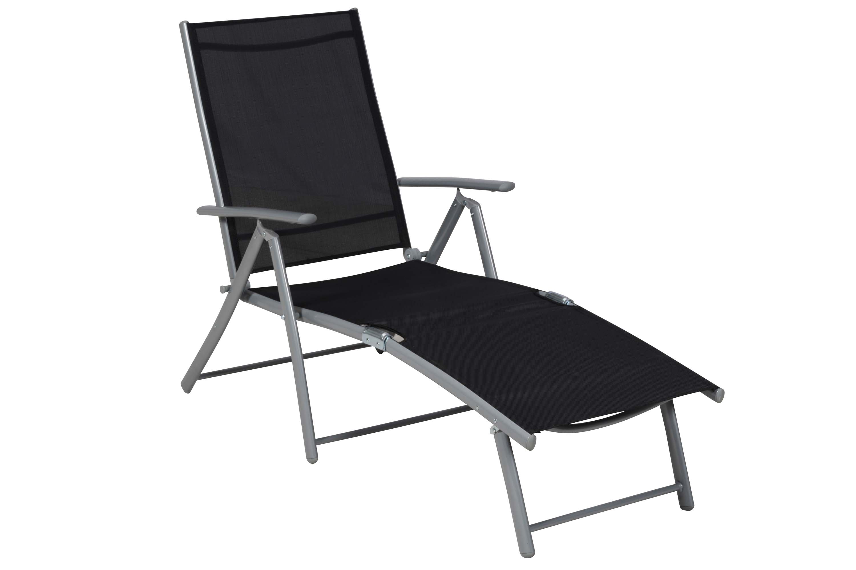Deckchair, inkl. Kopfkissen, schwarz