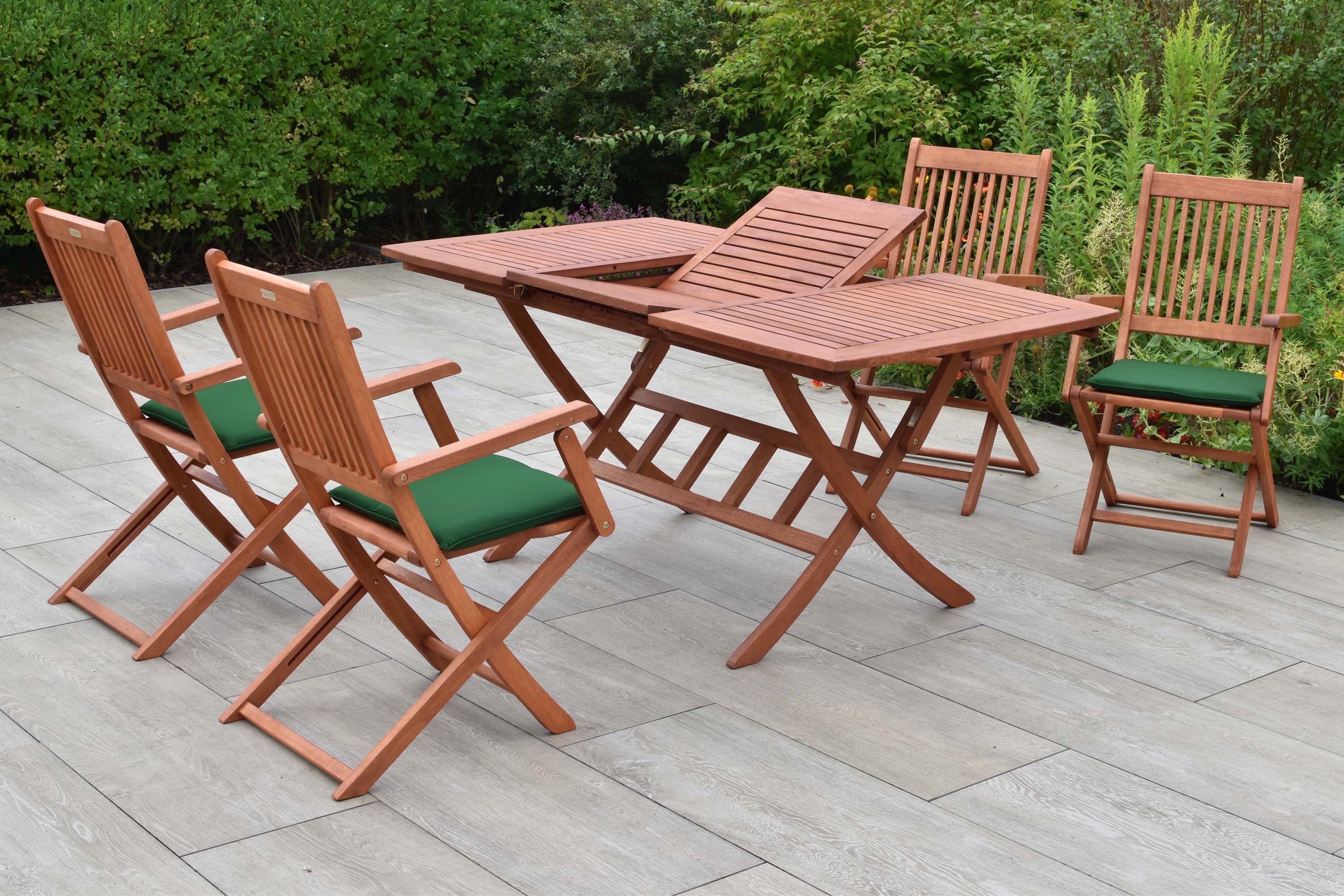 Rio Set 9tlg., 4 Klappsessel, Klappausziehtisch 110/160 x 90 cm, inkl. Kissen Rio Set 9tlg., 4 Klappsessel, Klappausziehtisch 110/160 x 90 cm, inkl. Kissen
