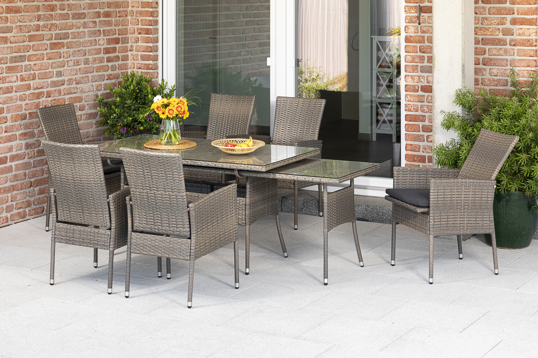 28300-275-2 Sevilla Set, 13tlg., Ausziehtisch 150/250 x 80 cm, inkl. Kissen