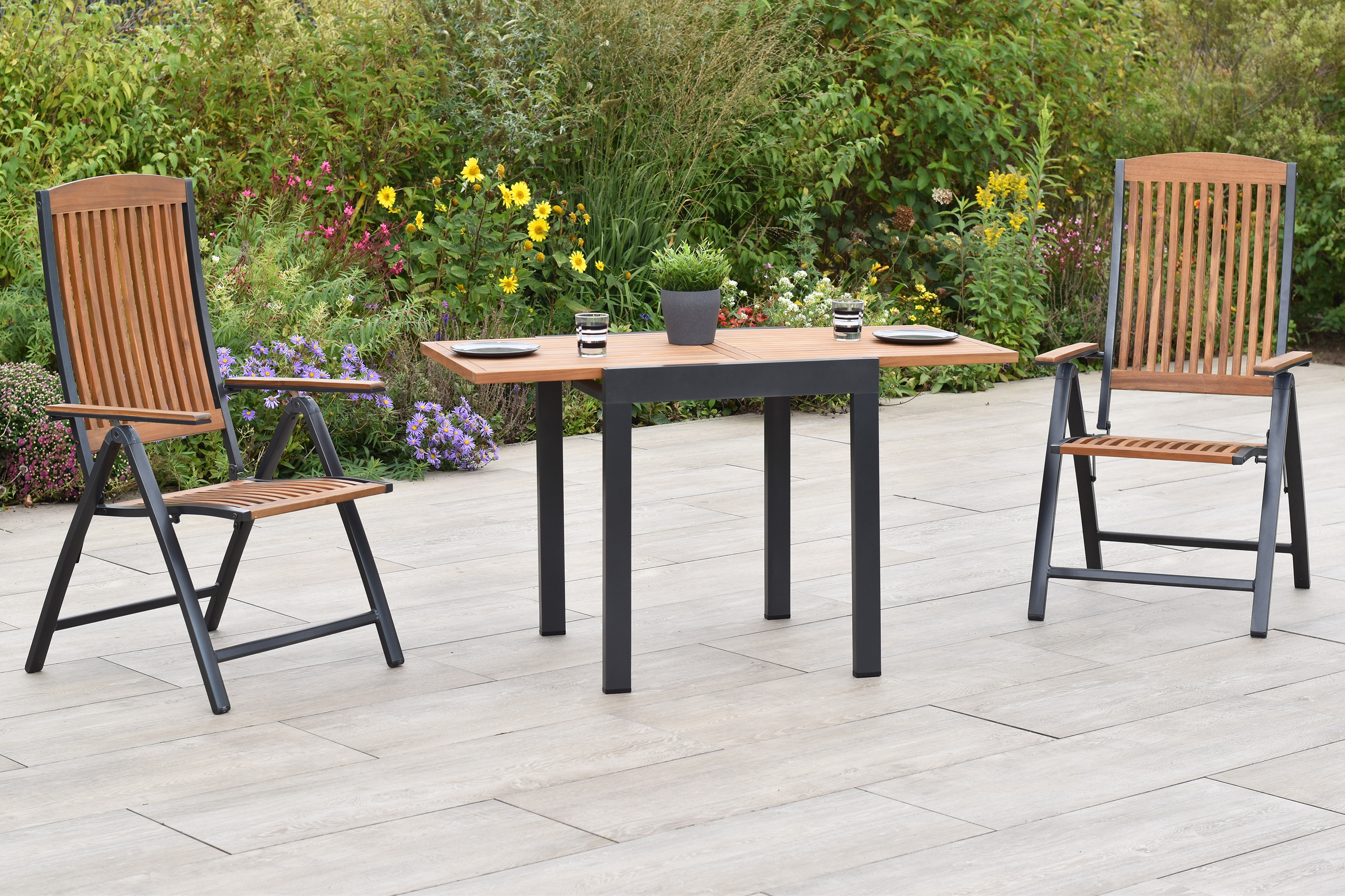 Athos Set, 3tlg., Balkonausziehtisch 65 x 65/130 cm Athos Set, 3tlg., Balkonausziehtisch 65 x 65/130 cm