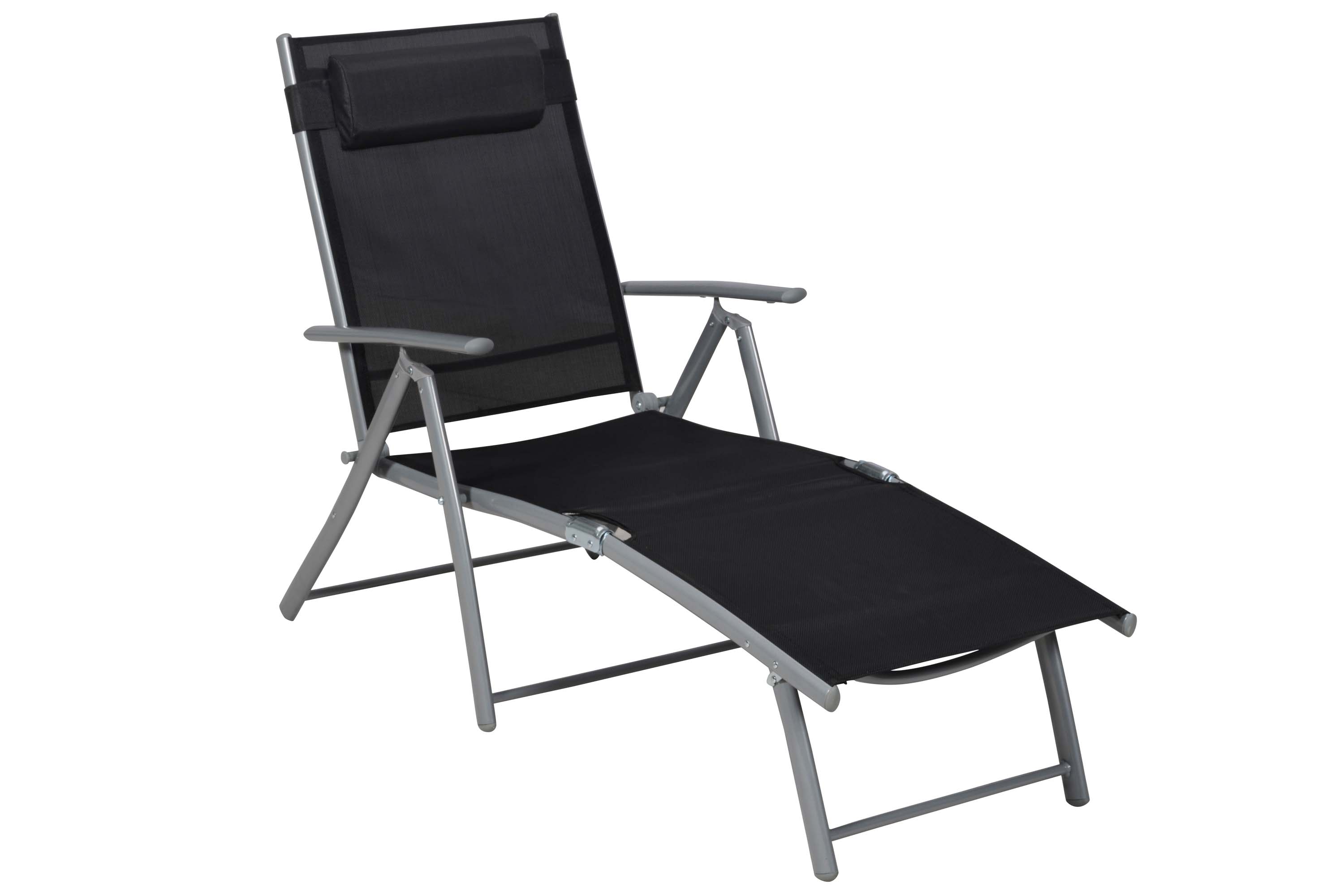 Deckchair, inkl. Kopfkissen, schwarz