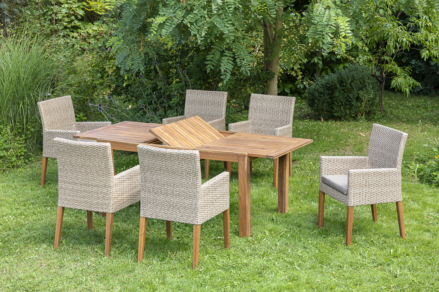 Ranzano Set, 7tlg., Ausziehtisch 150/200 x 90 cm, inkl. Kissen Ranzano Set, 7tlg., Ausziehtisch 150/200 x 90 cm, inkl. Kissen