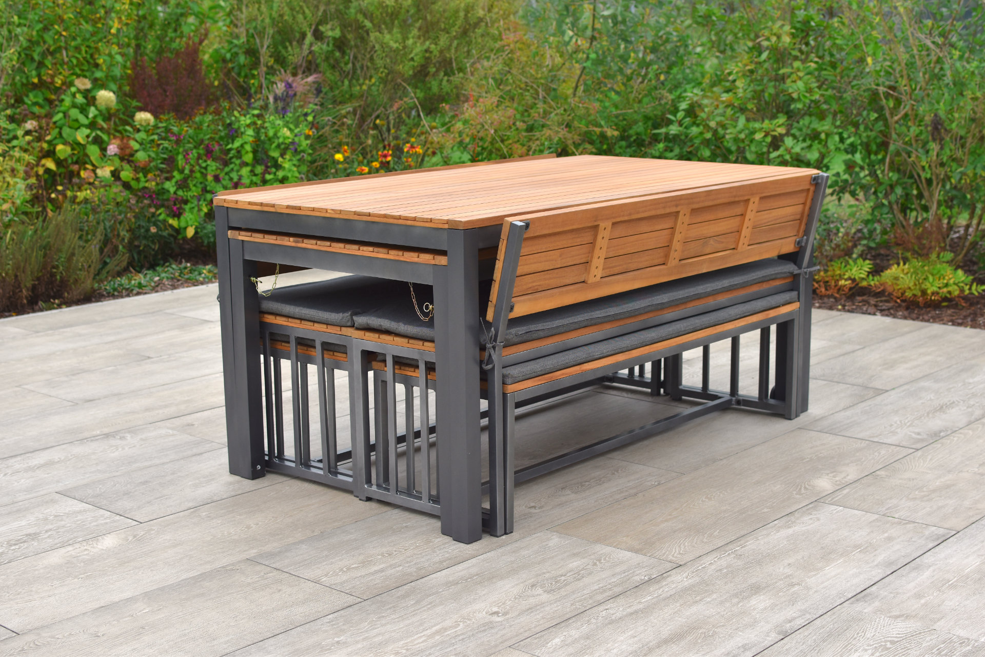 22030-011-1 Milos Set Flex-Ausziehtisch, 160/320 x 90 cm, inkl. Kissen