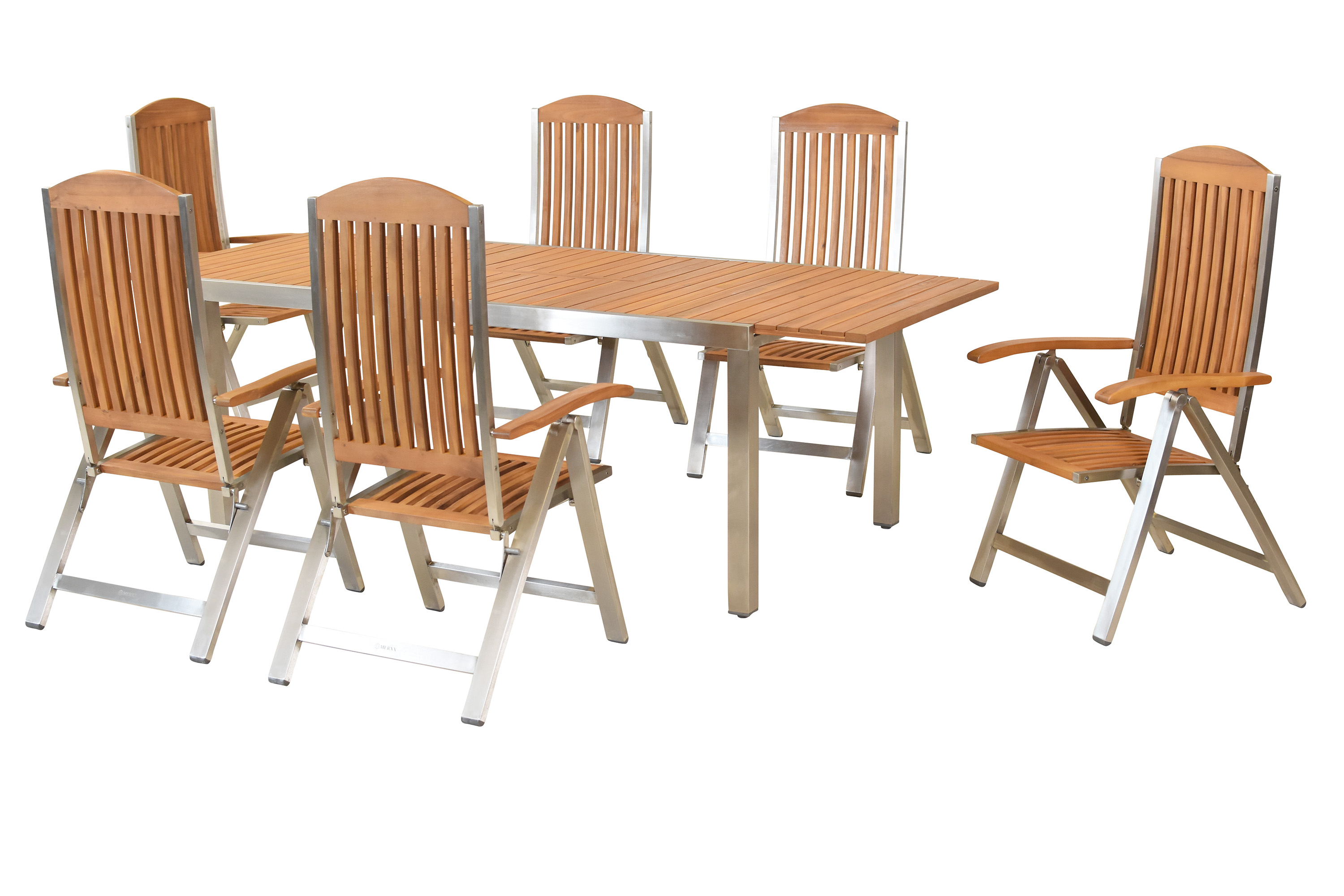 Keros Set 7tlg., 6 Klappsessel, Ausziehtisch 180 (240) x 100 cm Keros Set 7tlg., 6 Klappsessel, Ausziehtisch 180 (240) x 100 cm