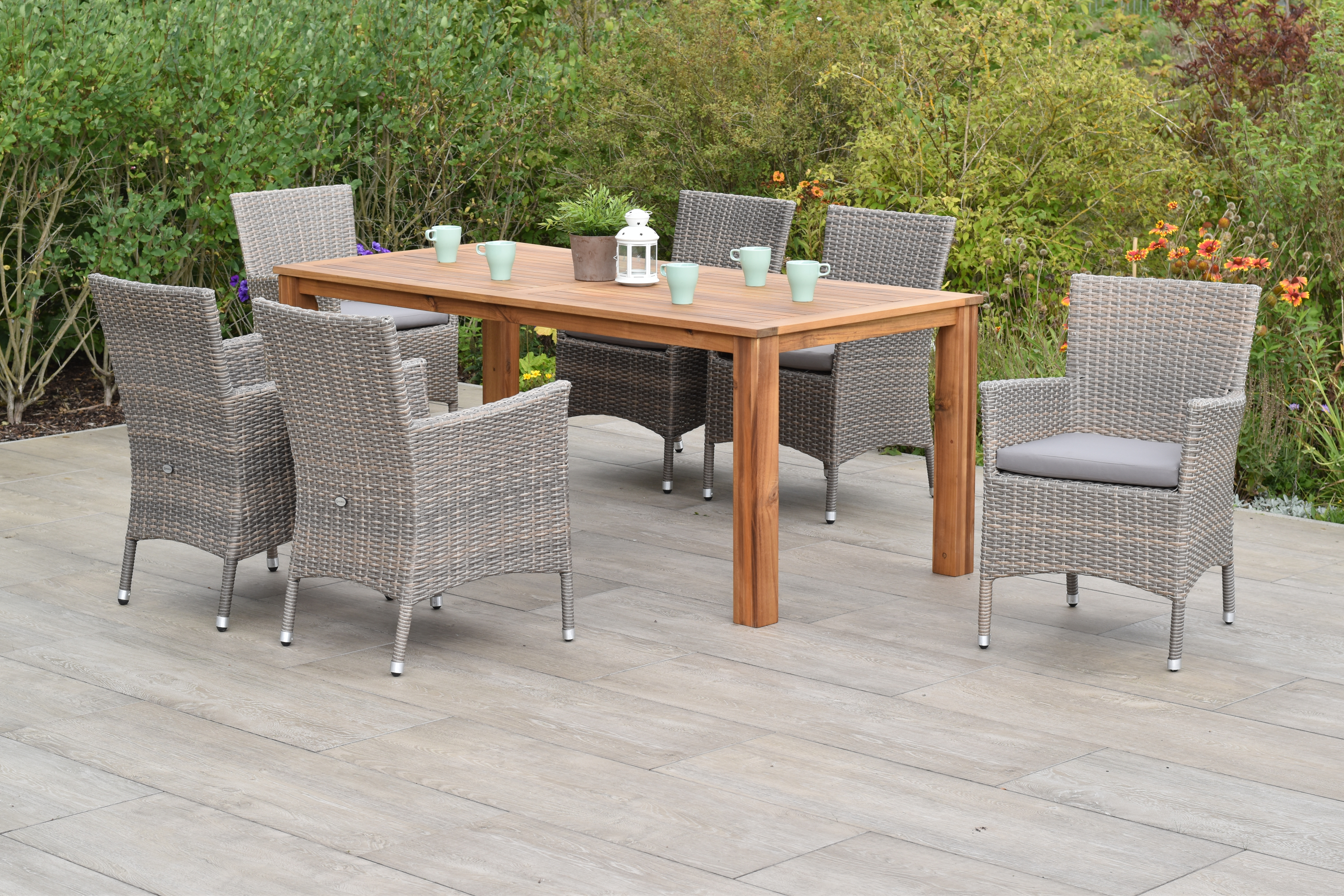 Merxx Teneriffa Set 13tlg. mit Tisch 185 x 90 cm - inkl. Kissen