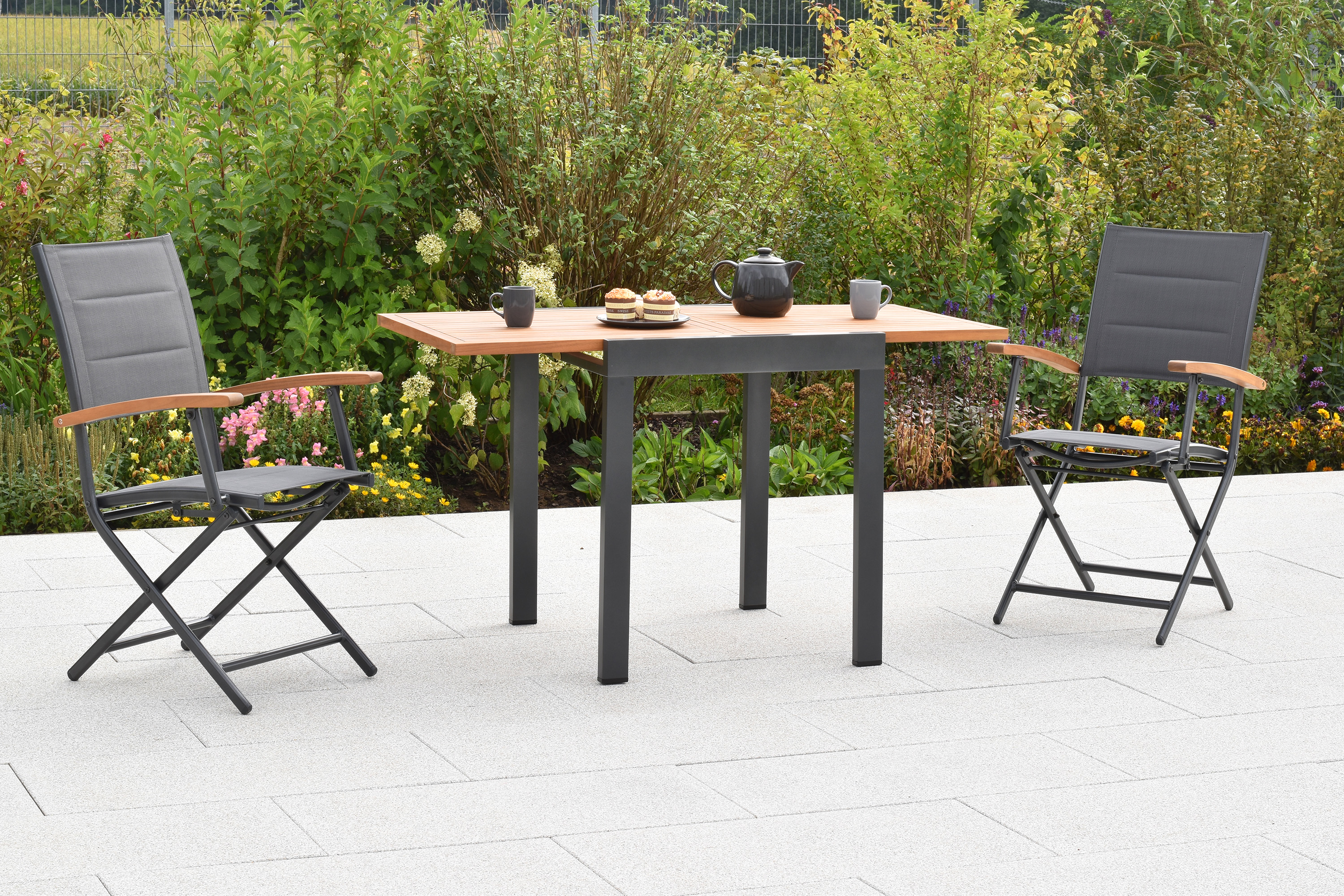 Paxos Set, 3tlg., Balkonausziehtisch 65 x 65/130 x 75 cm Paxos Set, 3tlg., Balkonausziehtisch 65 x 65/130 x 75 cm