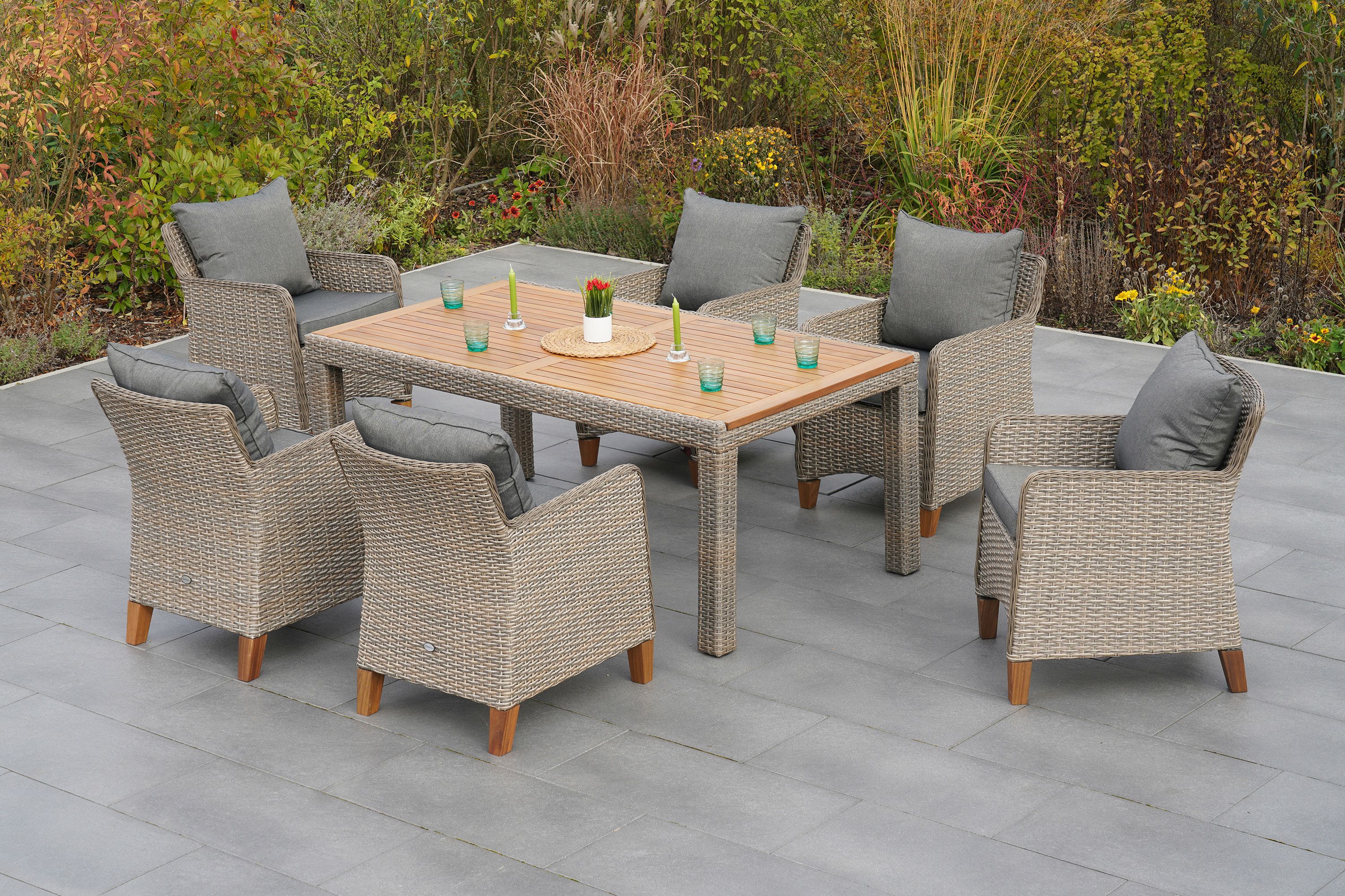 Avellino Set, 7tlg., Tisch 180 x 100 cm, inkl. Kissen