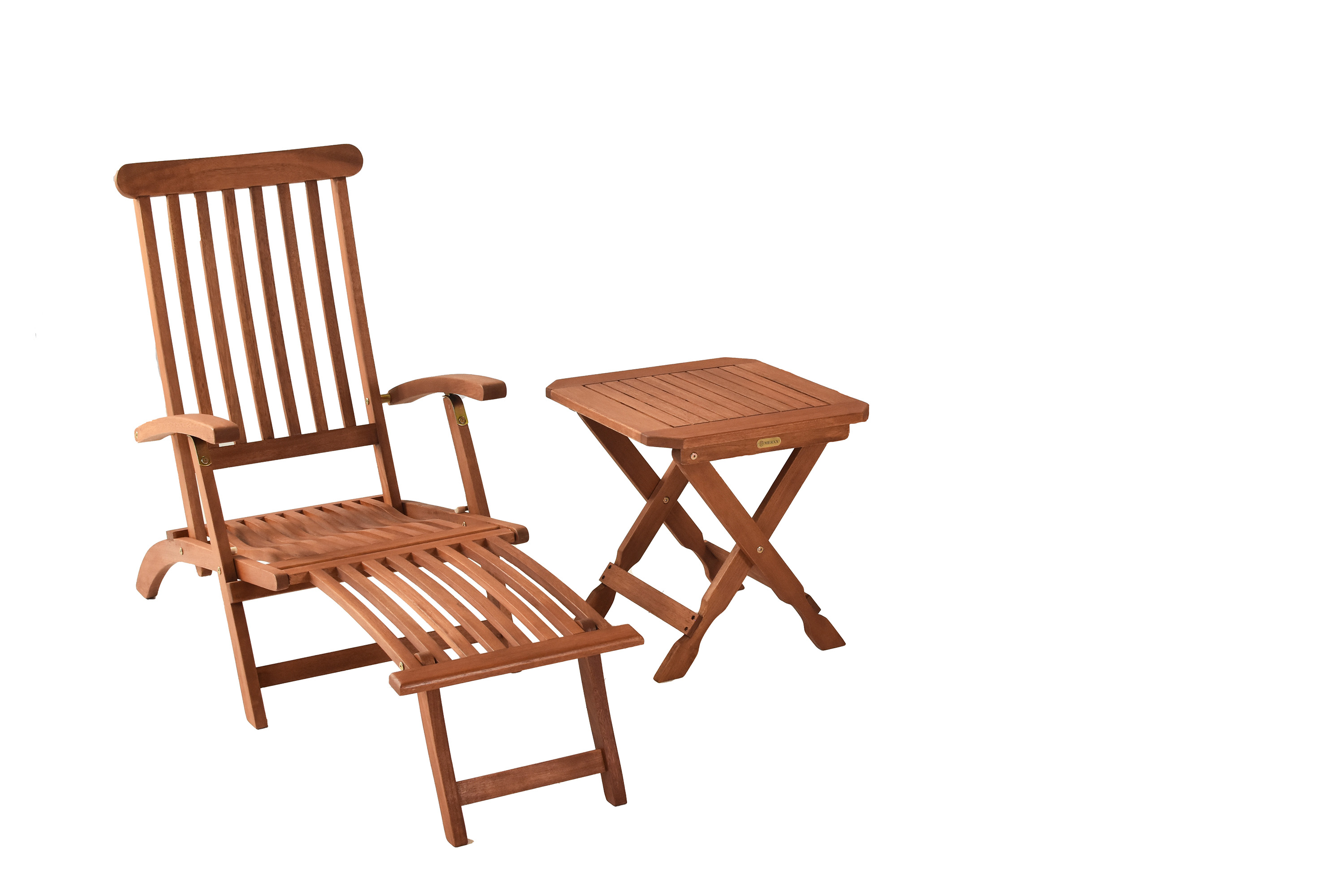 Deckchair 5 Pos. Set 2tlg., Hocker 50 x 50 cm