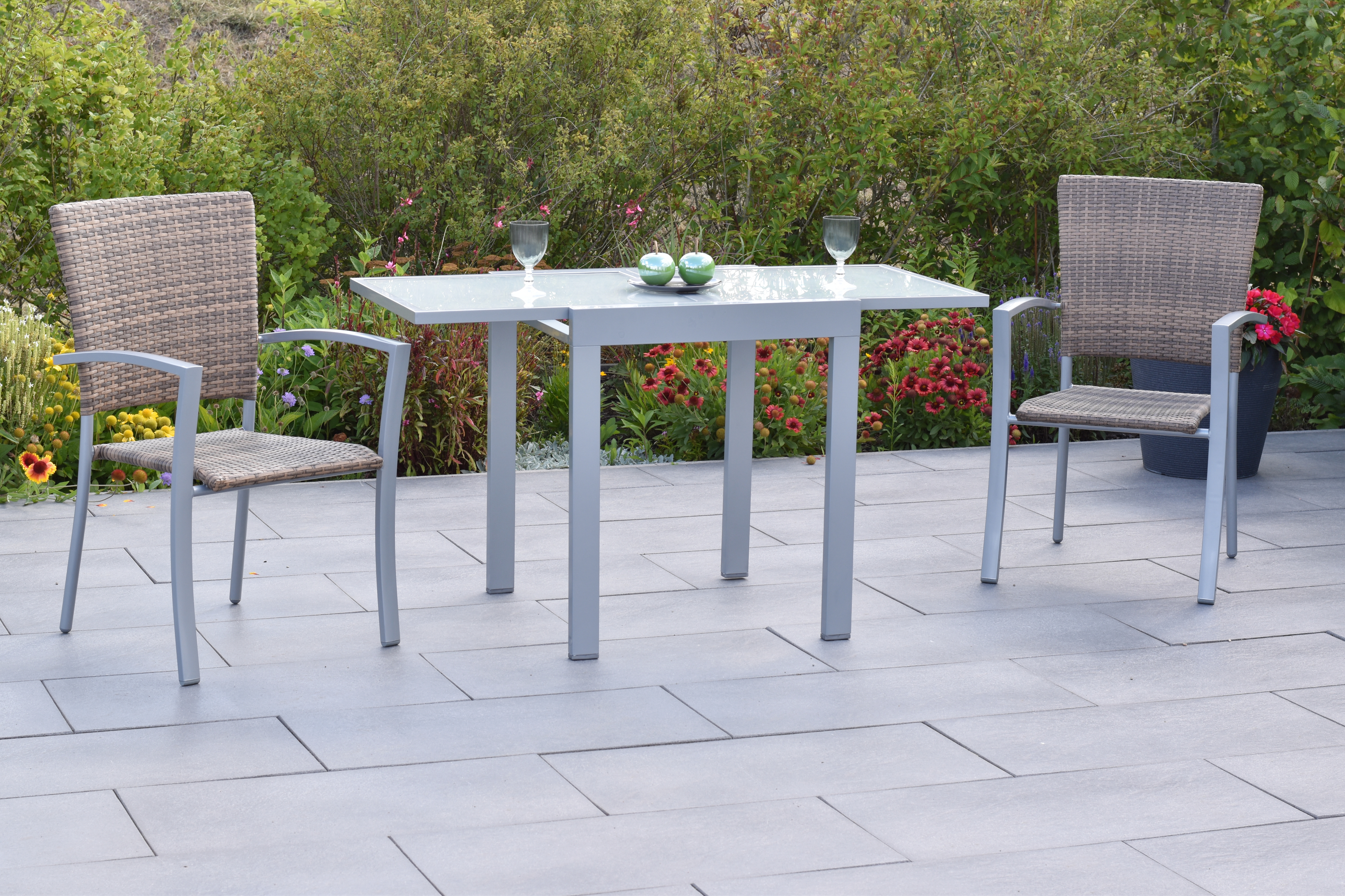50889-228-2 Savona Set, 3tlg., Balkon-Ausziehtisch 65/130 x 65 cm