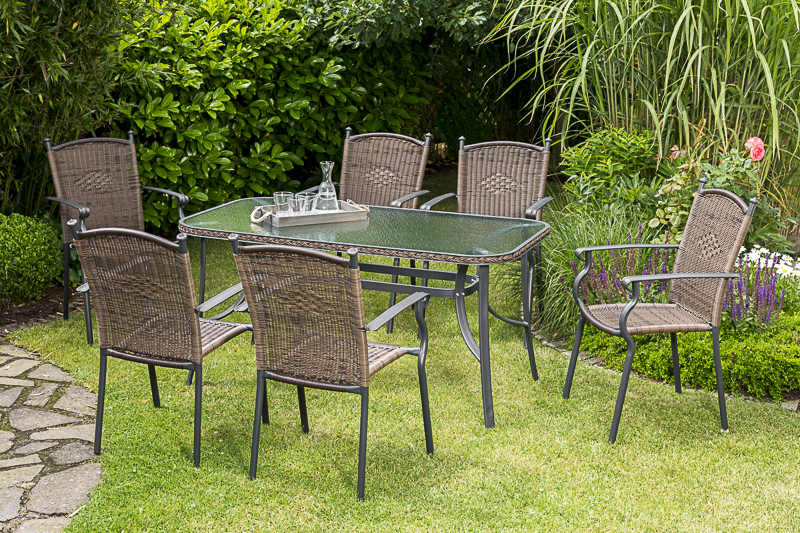 Roma-Set-7tlg-schoko-6x-28190-210-28197-210-NBNN2tgHpNDCSHW Roma Set, 7tlg., Tisch 150 x 80 cm, graphit/schoko