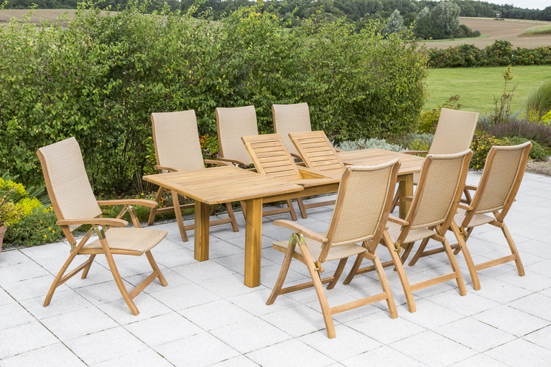 4033662995045-1 Capri Set 9tlg. Doppelausziehtisch 180/260 x 100 cm