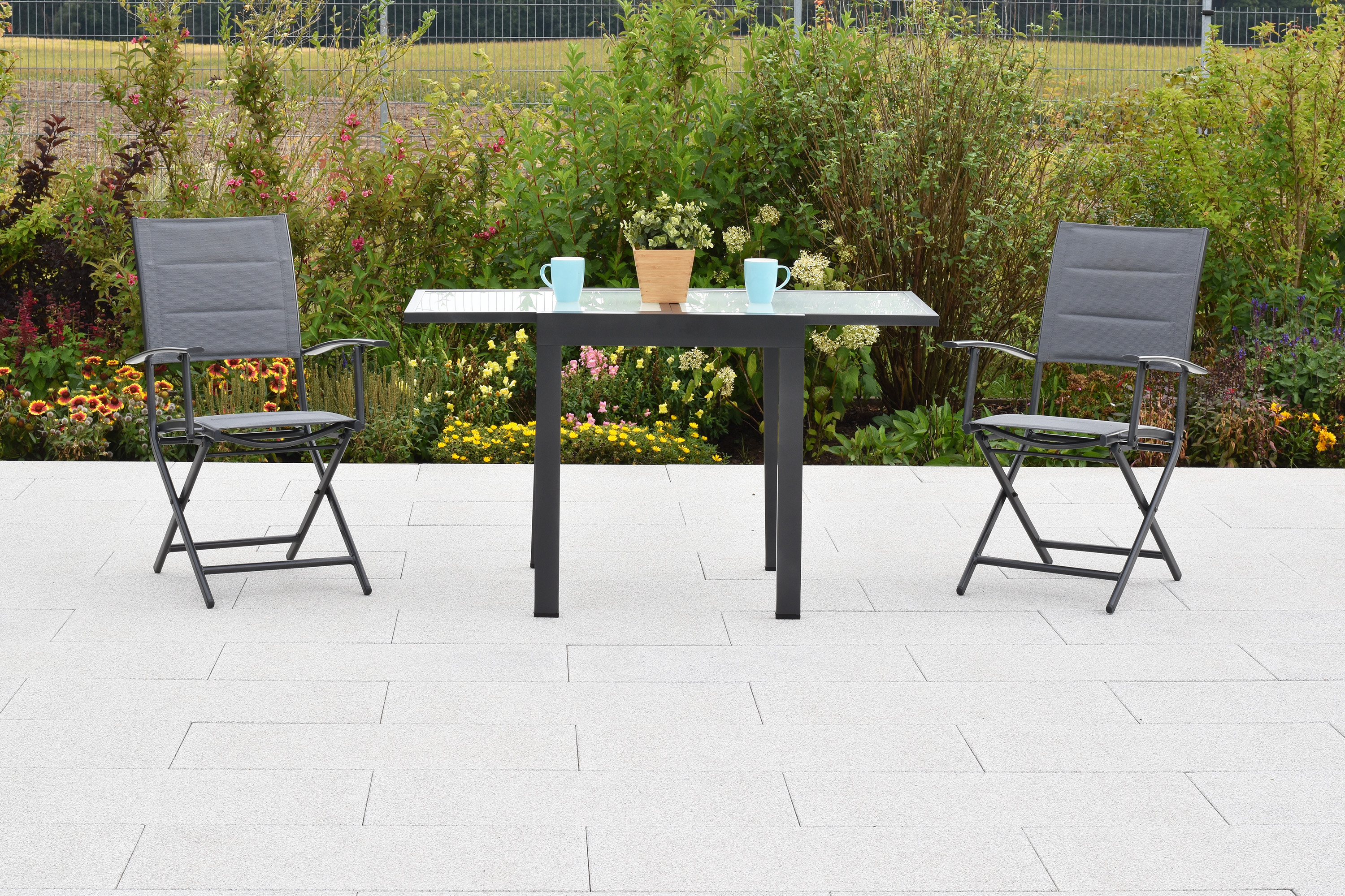Florenz Set, 3tlg., Balkonausziehtisch 65/130 x 65 cm Florenz Set, 3tlg., Balkonausziehtisch 65/130 x 65 cm
