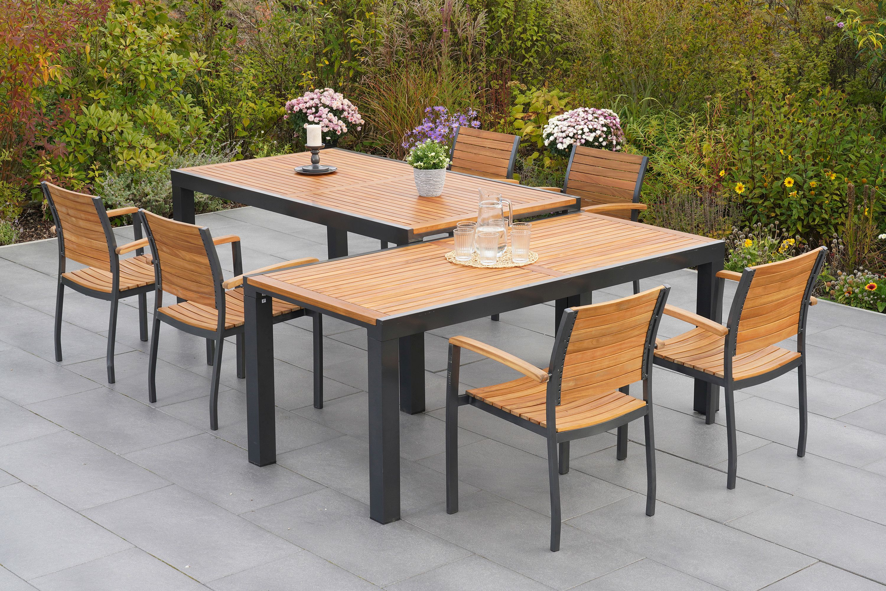 Santorin-Set-9tlg-8x-22021-209-22025-209-SS-HD-2 Santorin Set 9tlg., 8 Stapelsessel, Ausziehtisch 180 (300) x 100 cm