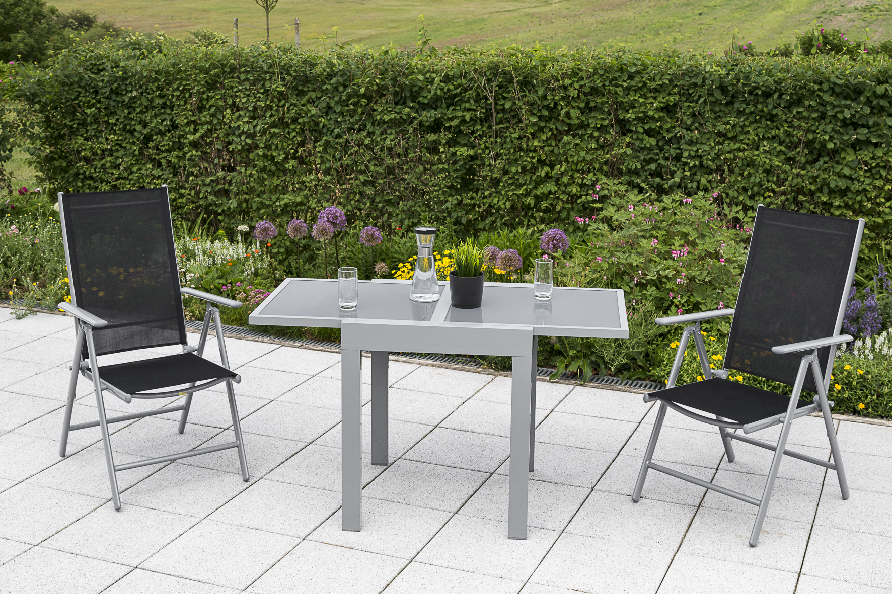 Amalfi Set, 3tlg., Ausziehtisch 65/130 x 65 cm Amalfi Set, 3tlg., Ausziehtisch 65/130 x 65 cm