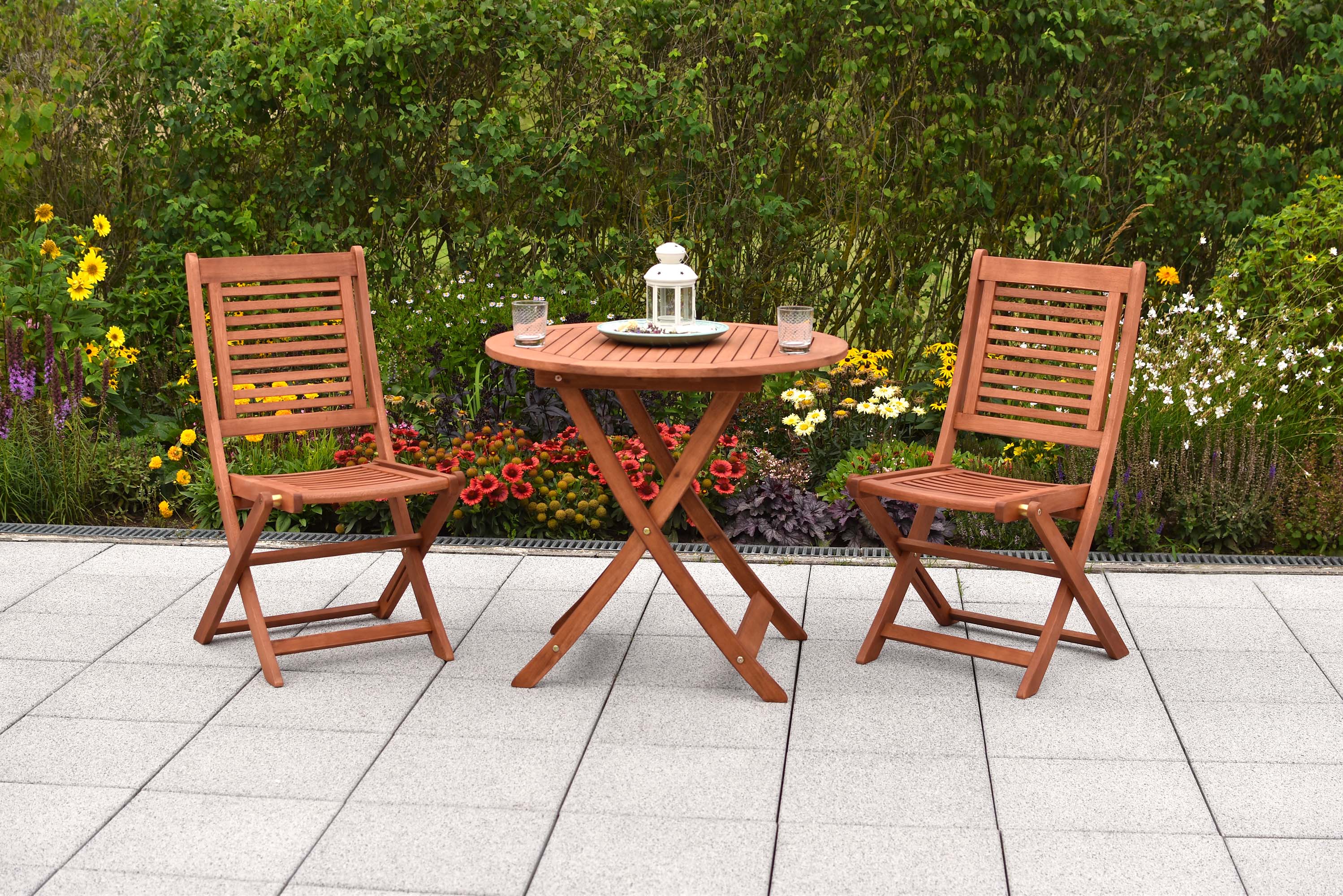 Cordoba Set 3tlg., 2 Klappstühle, Klapptisch Ø 65 cm