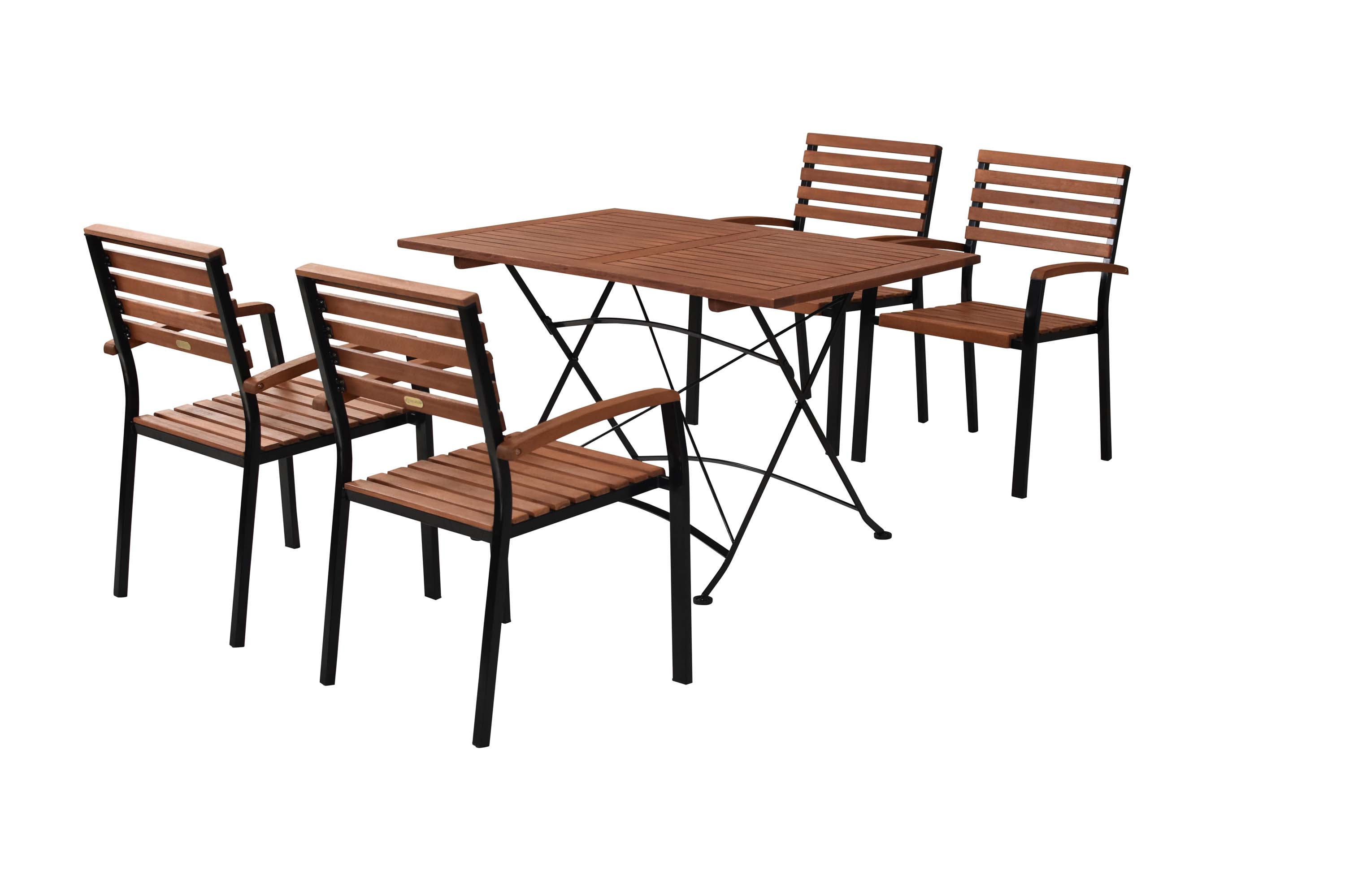 Schlossgarten Set 5tlg., 4 Stapelsessel, Klapptisch 120 x 80 cm