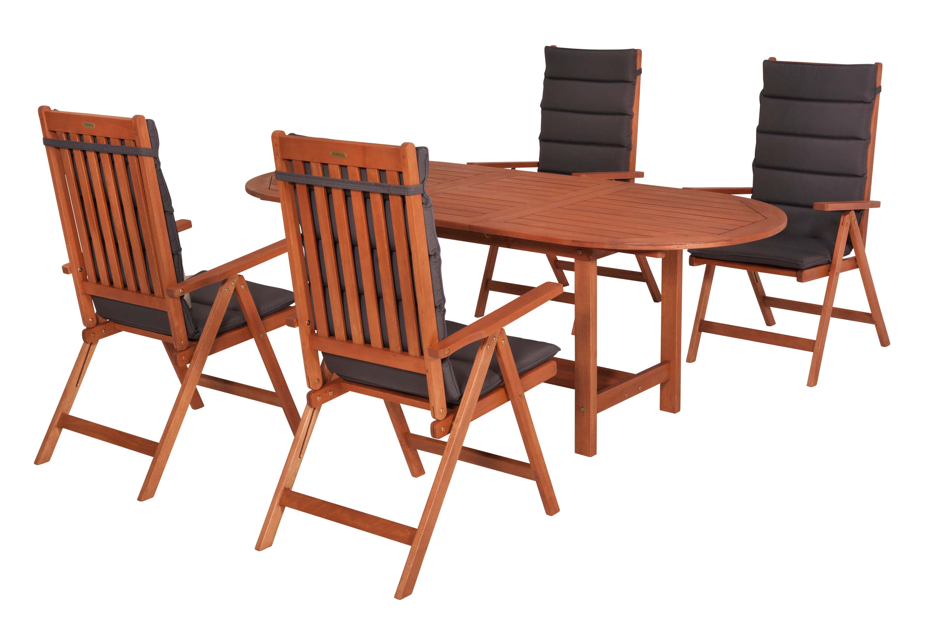 Vitoria Set 9tlg., 4 Klappsessel, Ausziehtisch 160/210 x 90 cm, inkl. Kissen